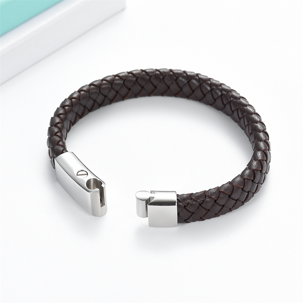 Cremation Urn Bracelet for Ashes Memorial Cuff Bangle Braided Leather Wristband - Picture 16 of 65