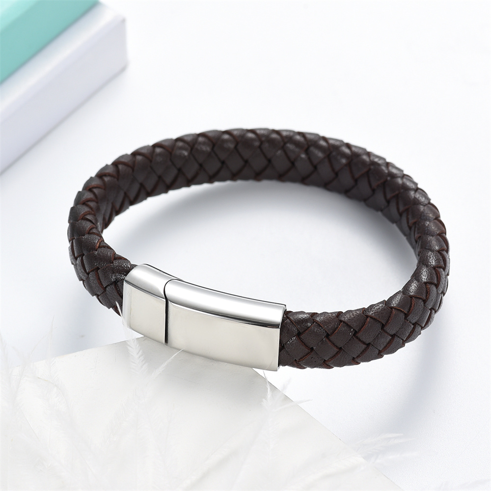 Cremation Urn Bracelet for Ashes Memorial Cuff Bangle Braided Leather Wristband - Picture 18 of 65