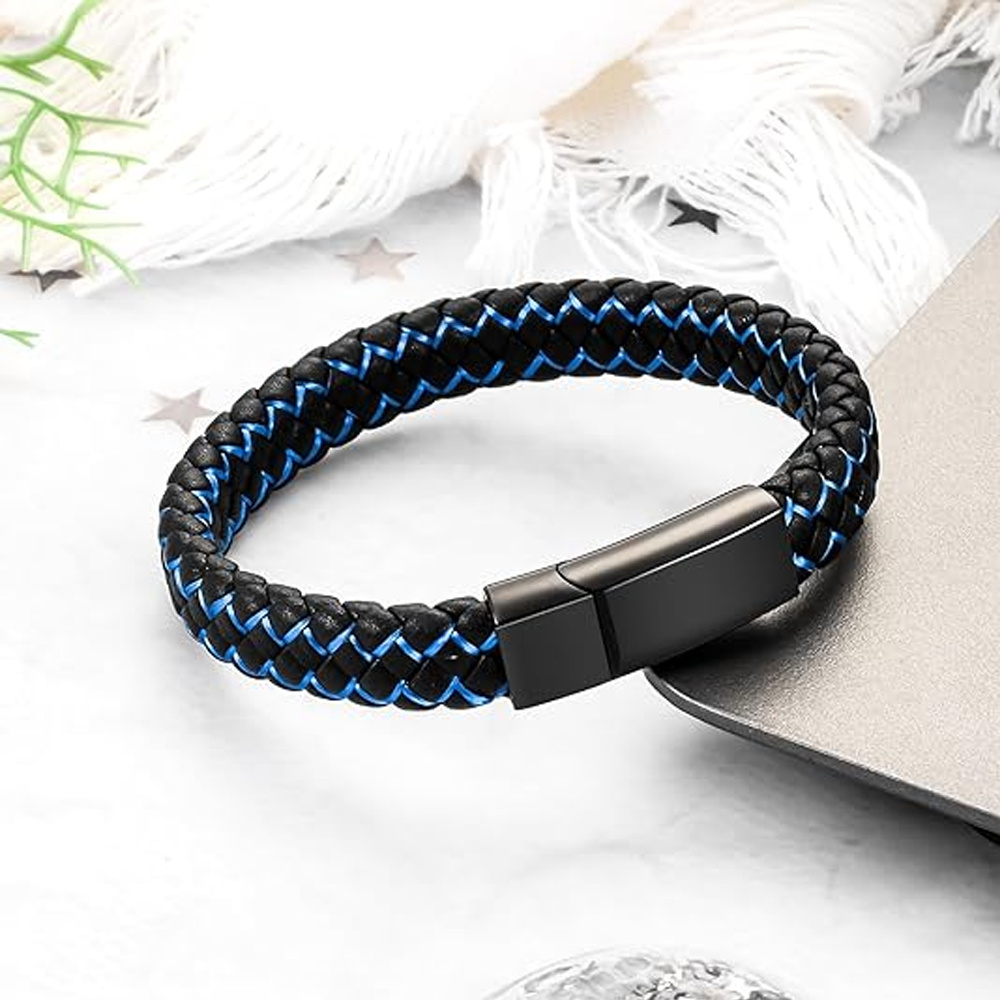 Cremation Urn Bracelet for Ashes Memorial Cuff Bangle Braided Leather Wristband - Picture 23 of 65