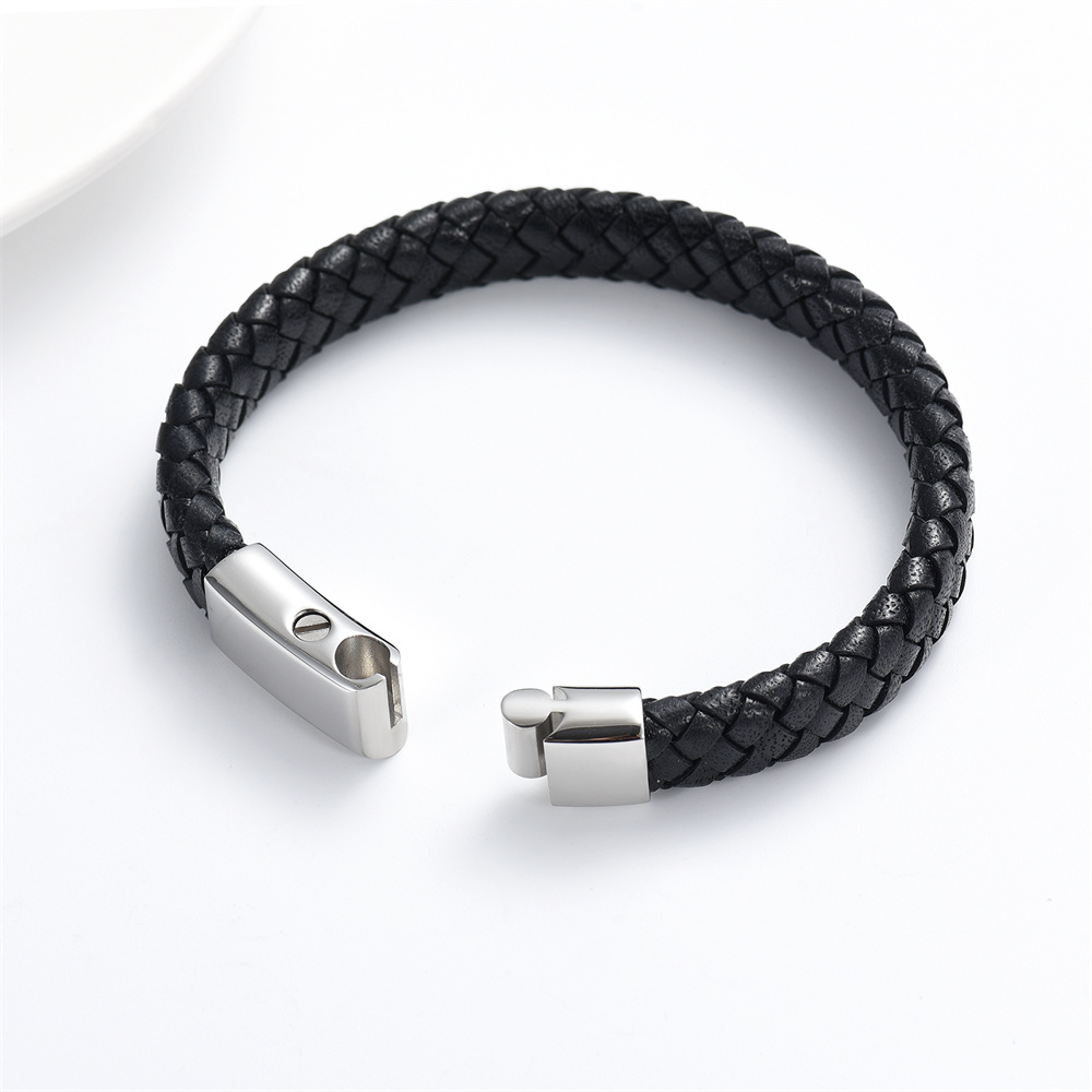 Cremation Urn Bracelet for Ashes Memorial Cuff Bangle Braided Leather Wristband - Picture 34 of 65