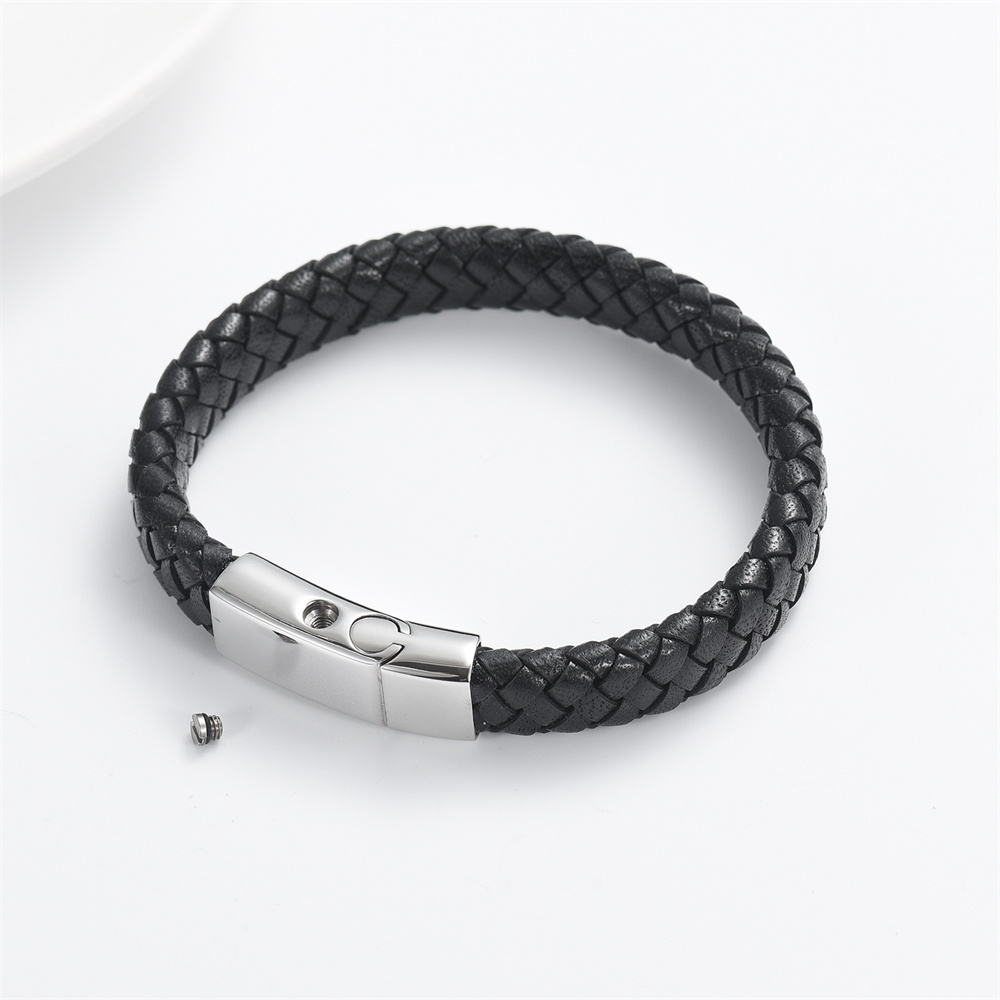 Cremation Urn Bracelet for Ashes Memorial Cuff Bangle Braided Leather Wristband - Picture 35 of 65
