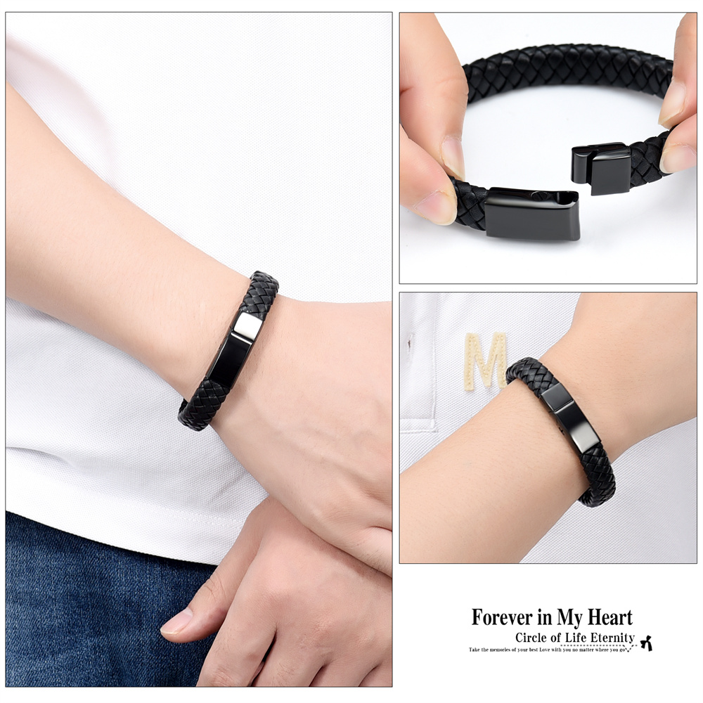 Cremation Urn Bracelet for Ashes Memorial Cuff Bangle Braided Leather Wristband - Picture 48 of 65
