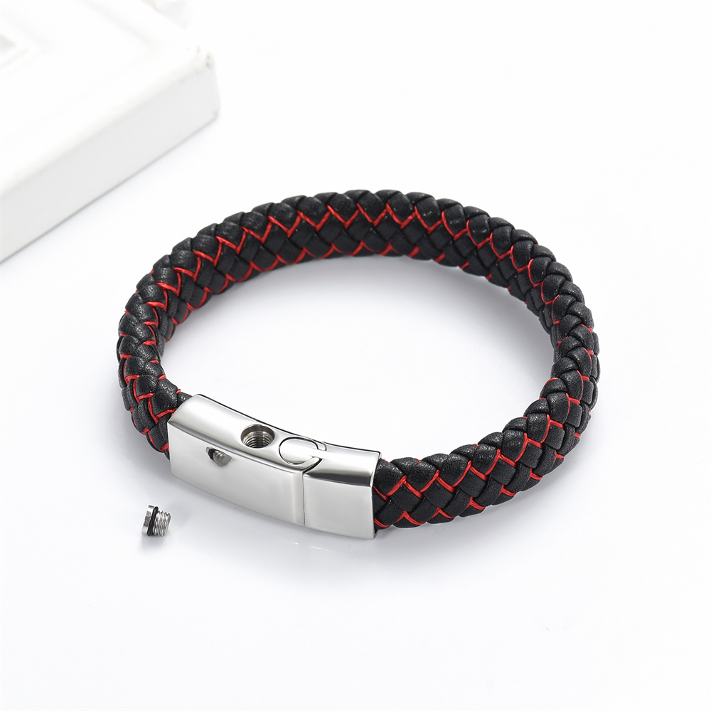 Cremation Urn Bracelet for Ashes Memorial Cuff Bangle Braided Leather Wristband - Picture 55 of 65