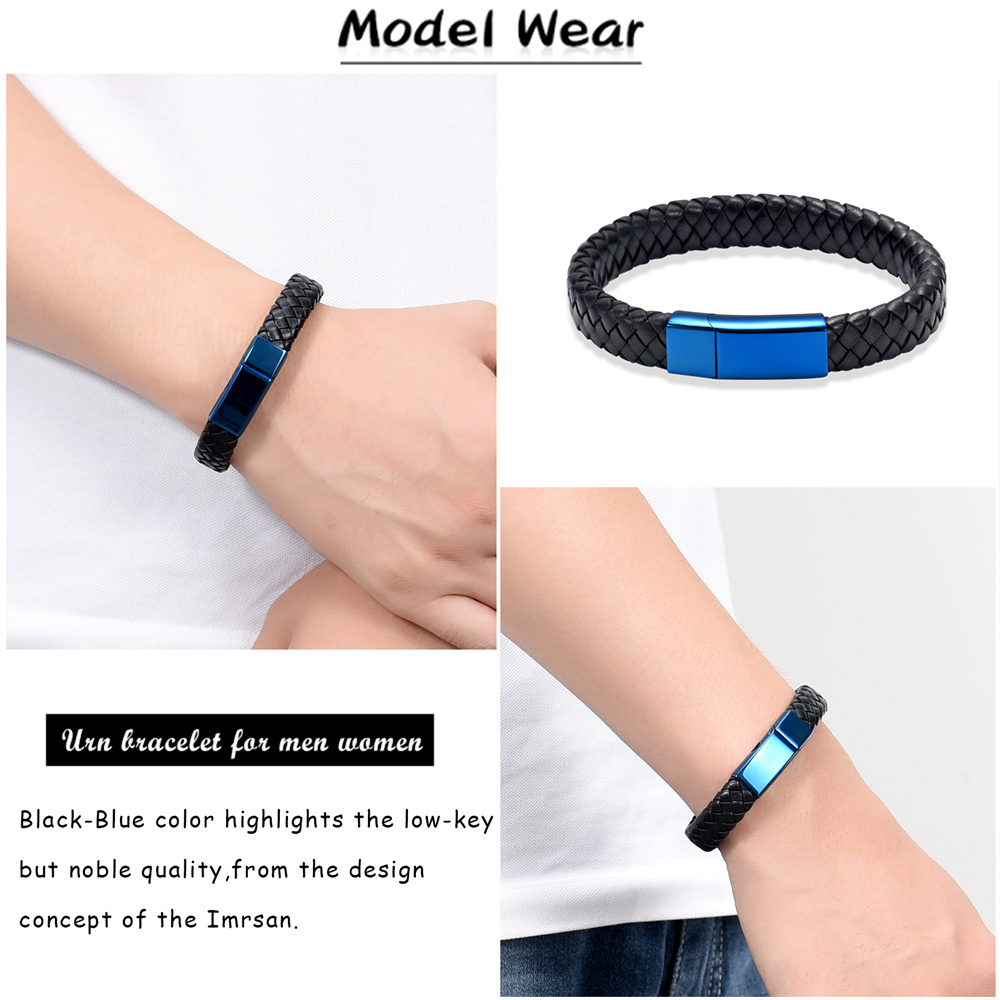 Cremation Urn Bracelet for Ashes Memorial Cuff Bangle Braided Leather Wristband - Picture 59 of 65