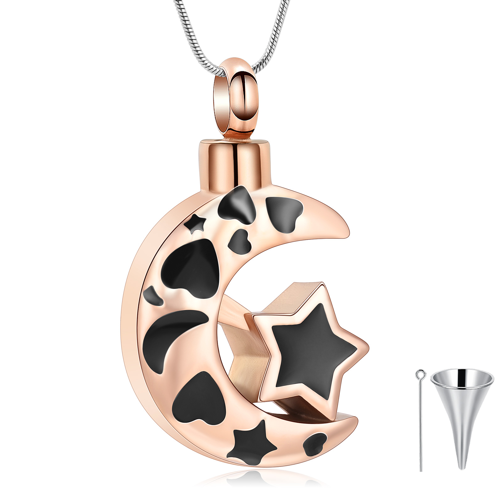 Star Moon Ash Cremation Jewelry Urn Necklace for Ashes for Men Women Urn Lockets