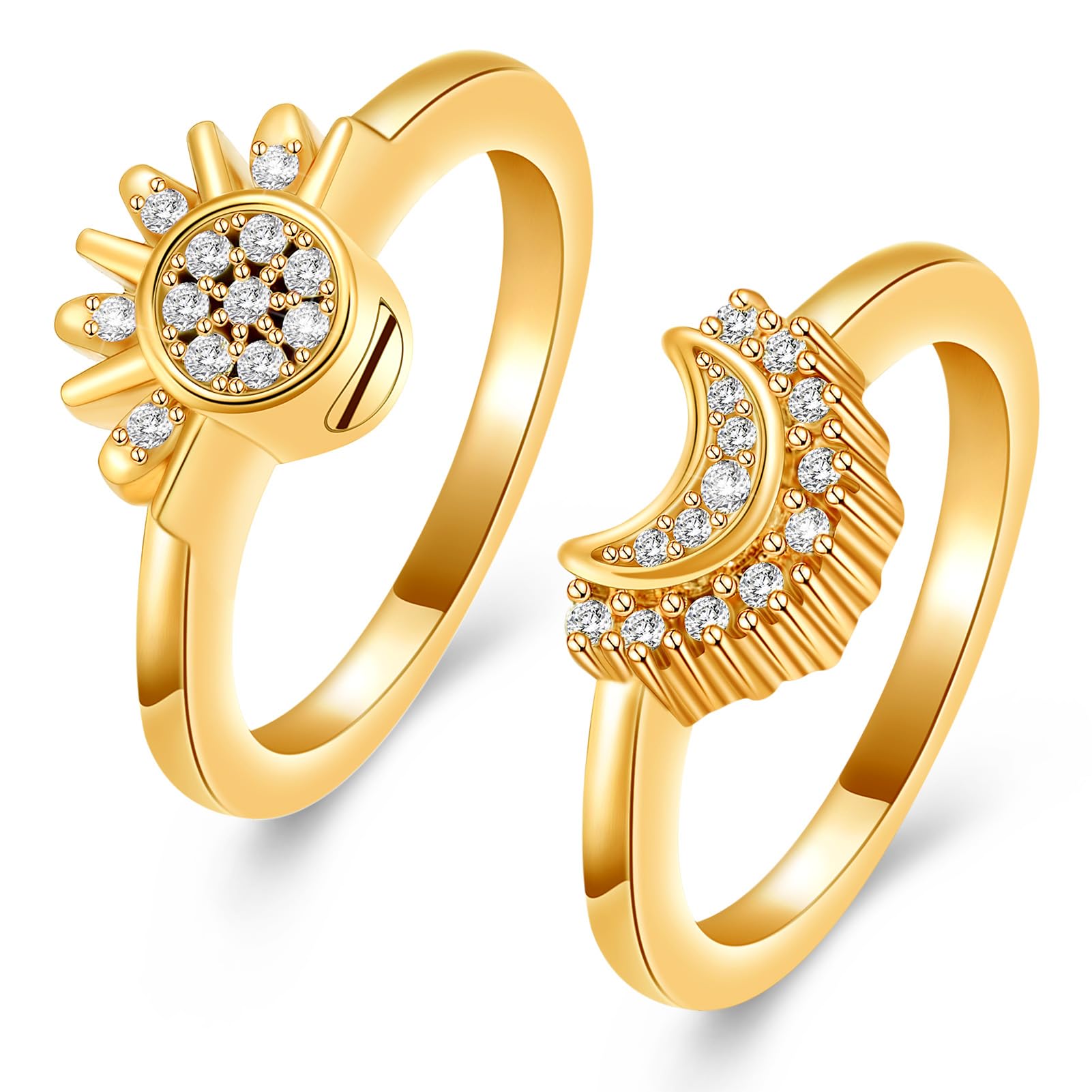 Cremation Jewelry for Ashes Urn Rings - Celestial Sun and Moon Ash Urn Ring Set - Picture 26 of 71