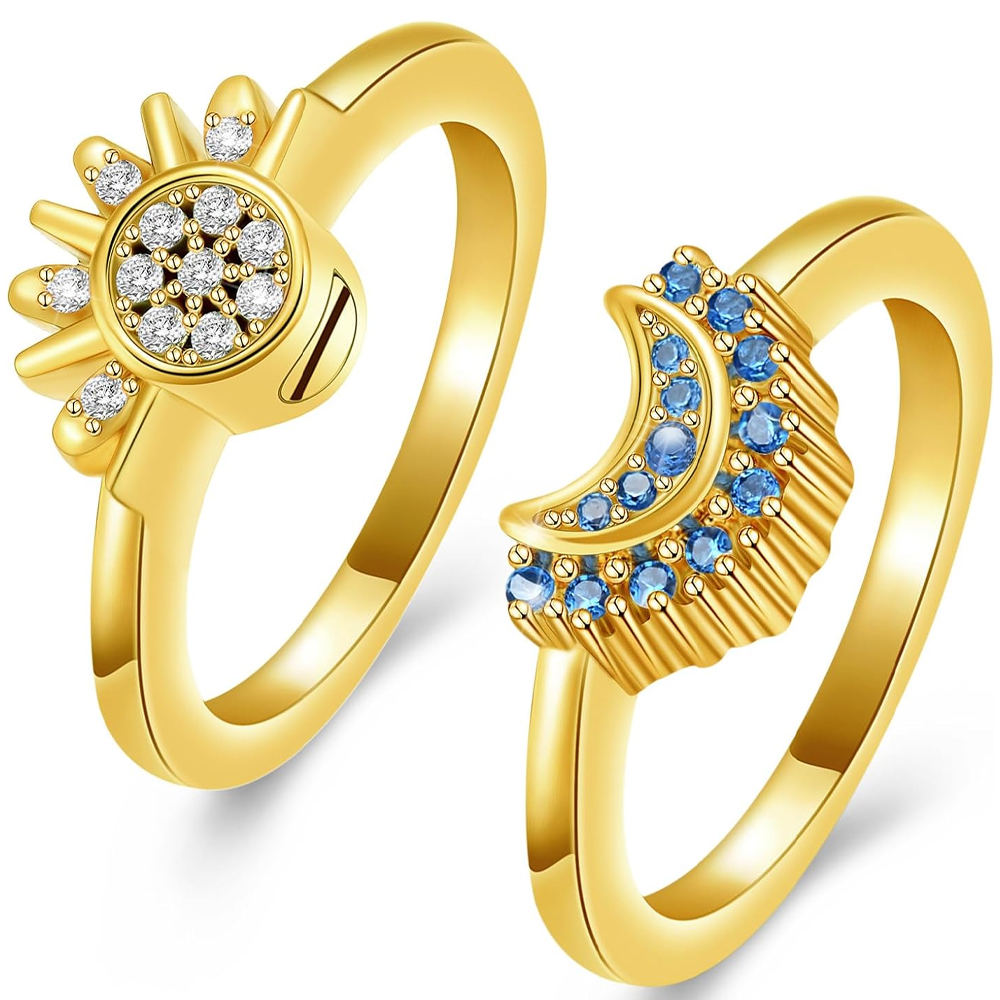 Cremation Jewelry for Ashes Urn Rings - Celestial Sun and Moon Ash Urn Ring Set - Picture 61 of 71