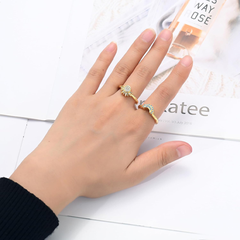 Cremation Jewelry for Ashes Urn Rings - Celestial Sun and Moon Ash Urn Ring Set - Picture 66 of 71