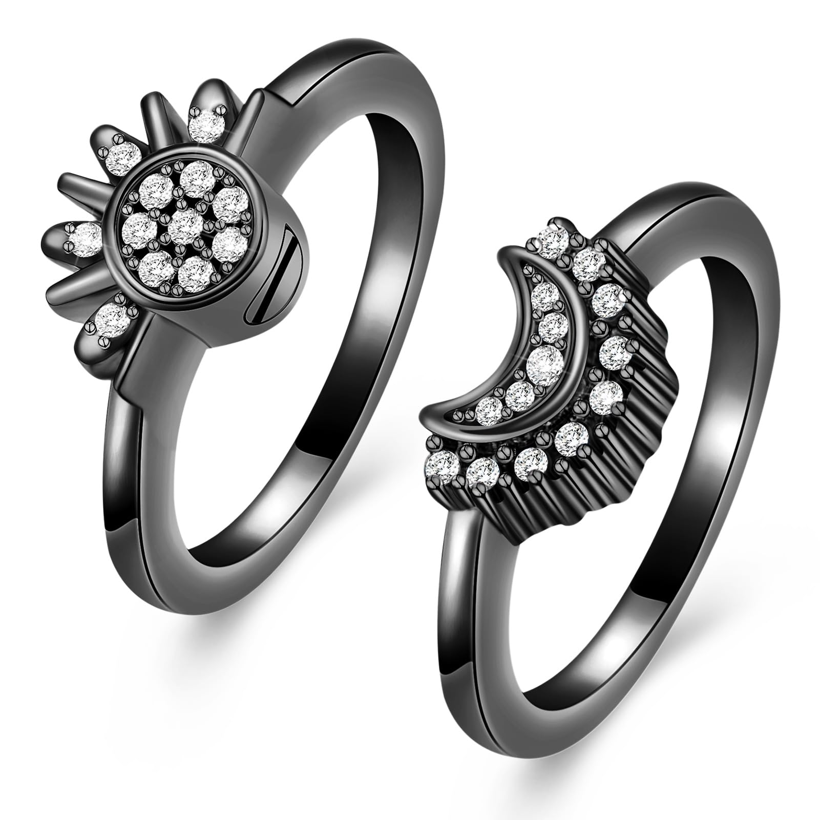Cremation Jewelry for Ashes Urn Rings - Celestial Sun and Moon Ash Urn Ring Set - Picture 70 of 71