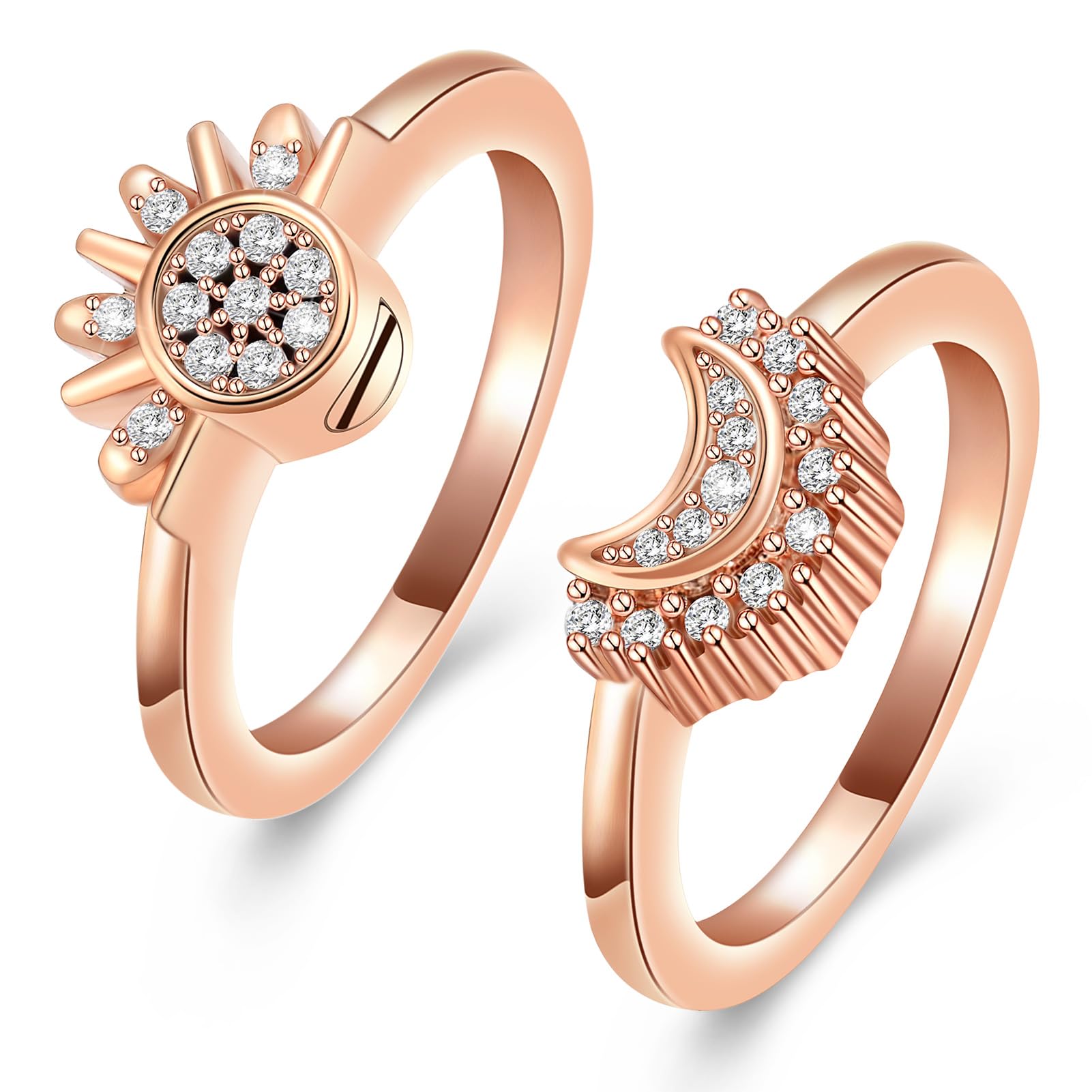 Cremation Jewelry for Ashes Urn Rings - Celestial Sun and Moon Ash Urn Ring Set - Picture 71 of 71