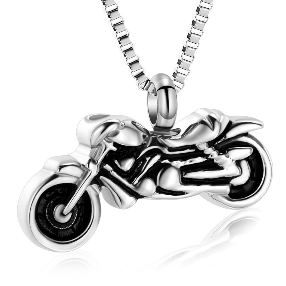 Motorcycle Urn Necklace Cremation Jewelry for Ashes Motorbike Memorial Necklace - Picture 12 of 28
