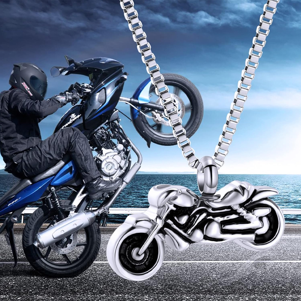 Motorcycle Urn Necklace Cremation Jewelry for Ashes Motorbike Memorial Necklace - Picture 18 of 28