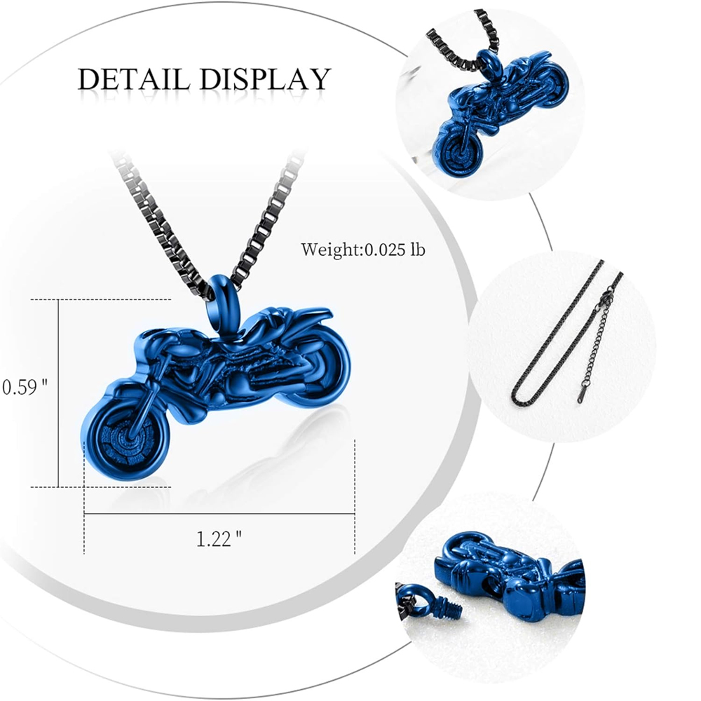 Motorcycle Urn Necklace Cremation Jewelry for Ashes Motorbike Memorial Necklace - Picture 22 of 28