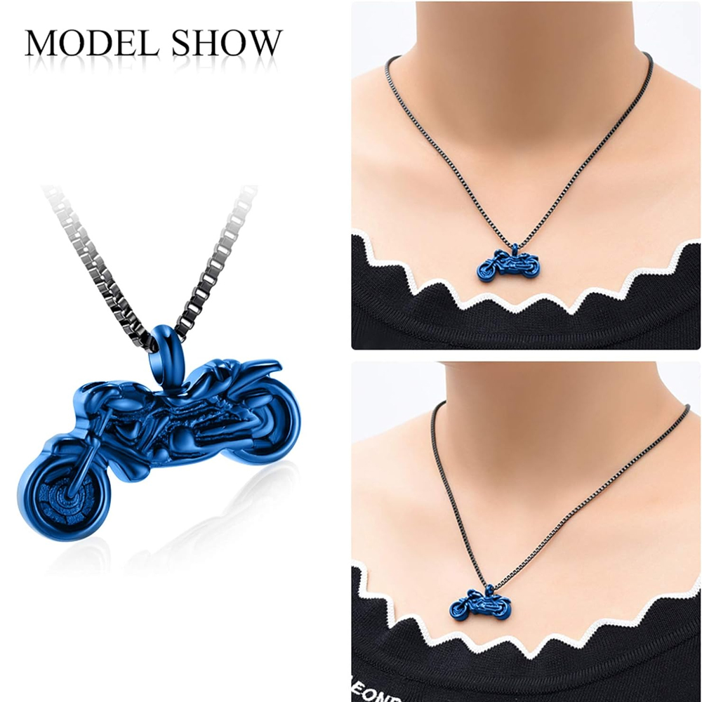 Motorcycle Urn Necklace Cremation Jewelry for Ashes Motorbike Memorial Necklace - Picture 23 of 28