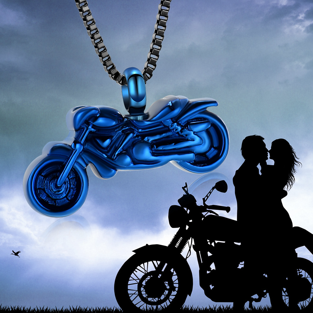 Motorcycle Urn Necklace Cremation Jewelry for Ashes Motorbike Memorial Necklace - Picture 24 of 28