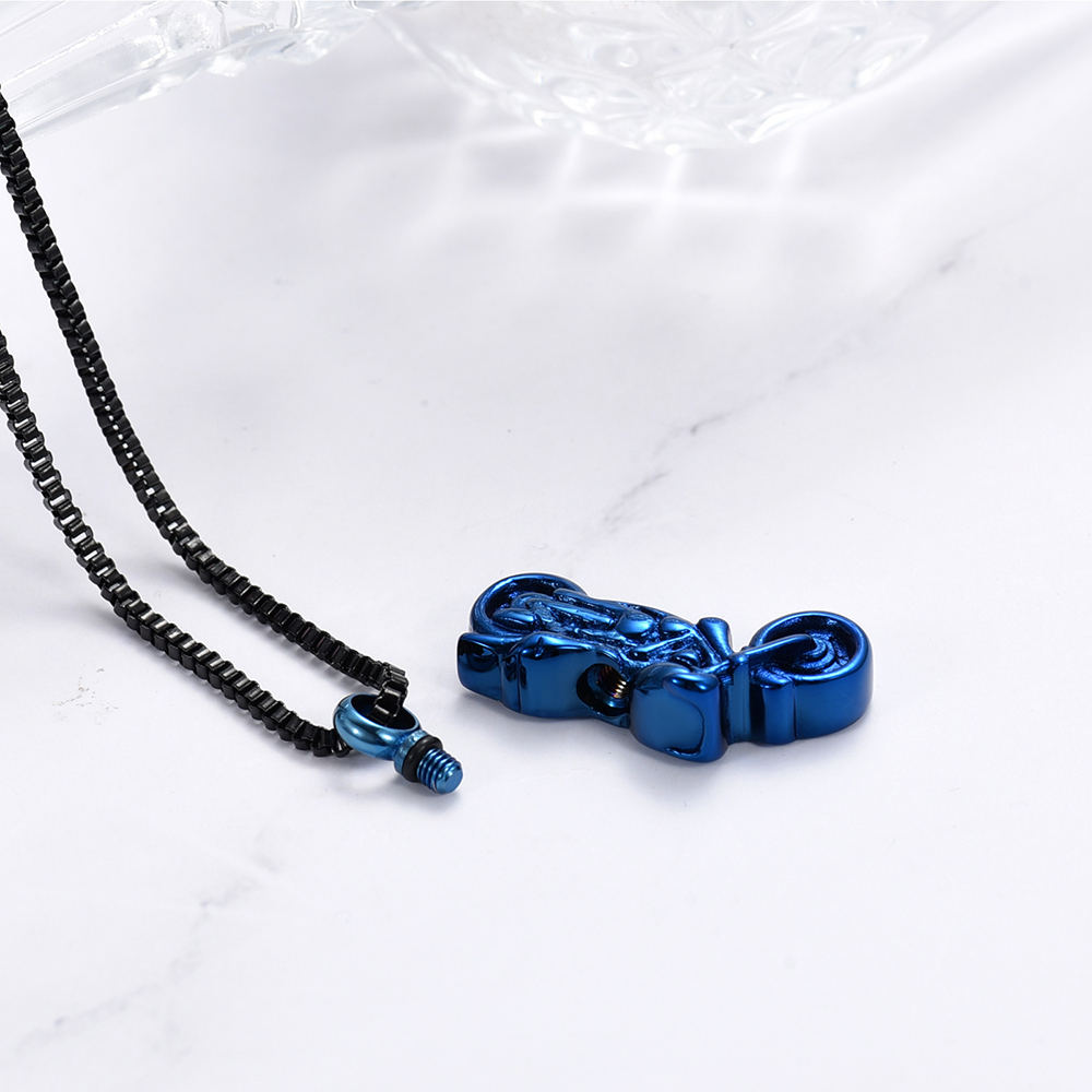 Motorcycle Urn Necklace Cremation Jewelry for Ashes Motorbike Memorial Necklace - Picture 28 of 28