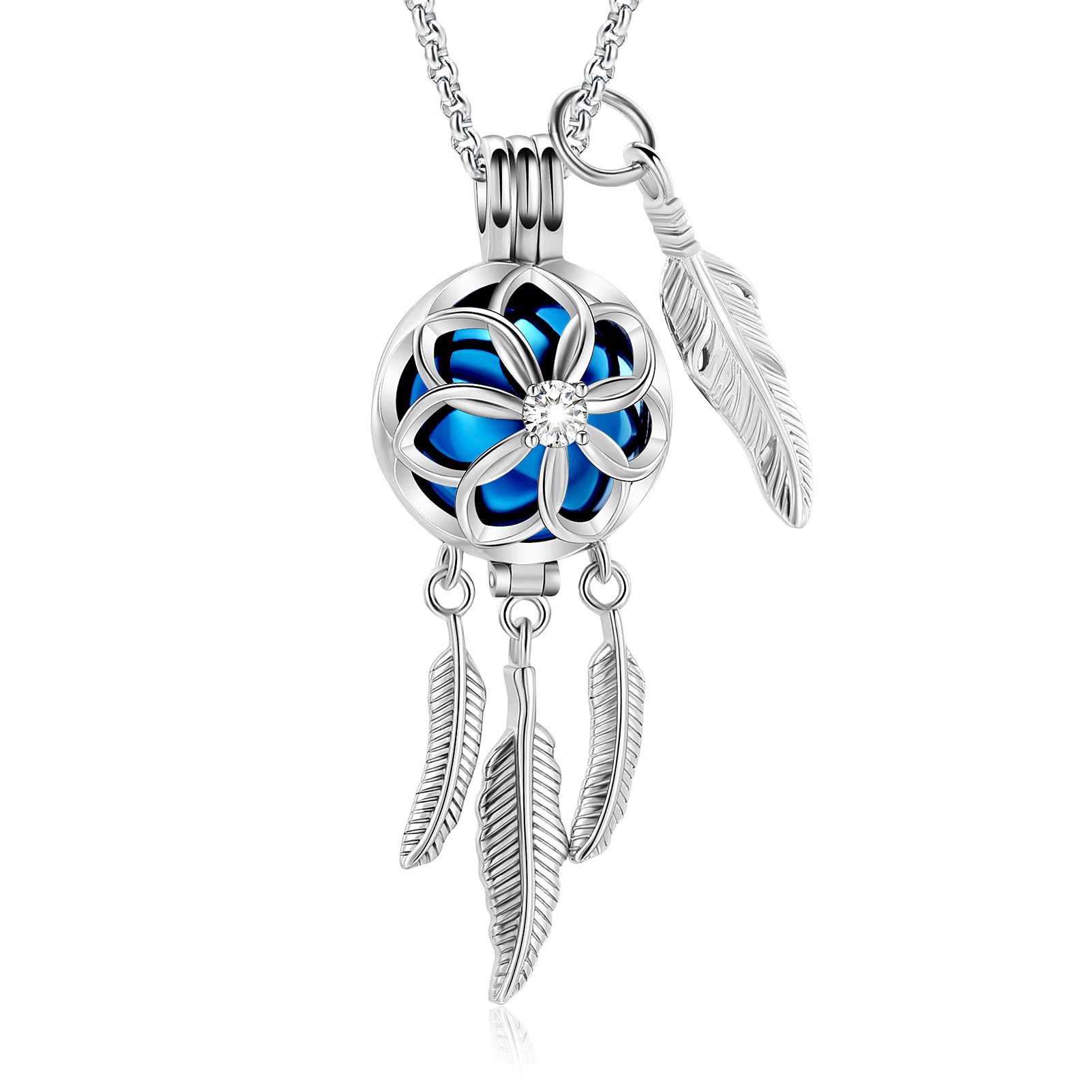 Dream Catcher Urn Necklace for Ashes Flower Feather Urn Pendant Cremation Gifts - Picture 21 of 56