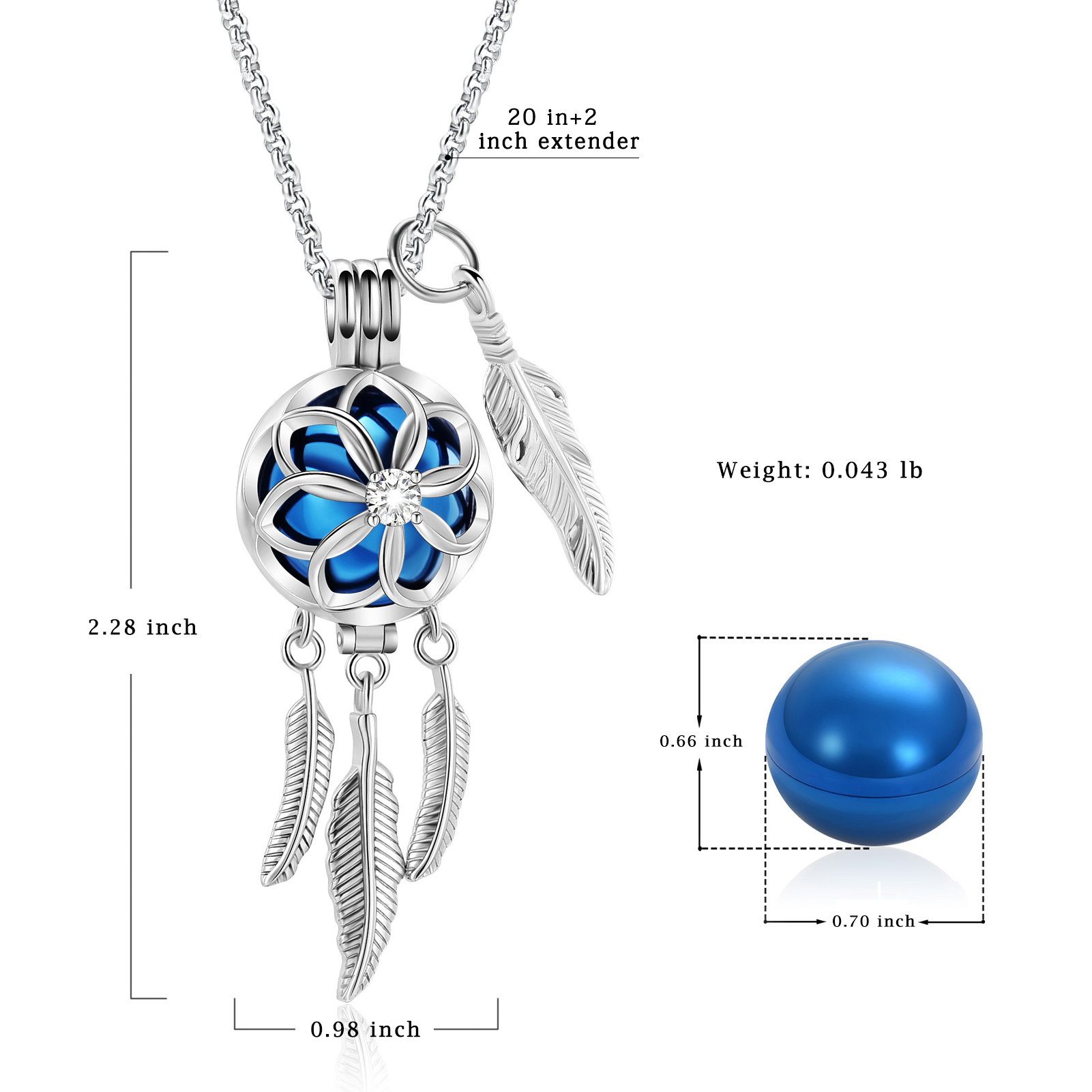 Dream Catcher Urn Necklace for Ashes Flower Feather Urn Pendant Cremation Gifts - Picture 22 of 56