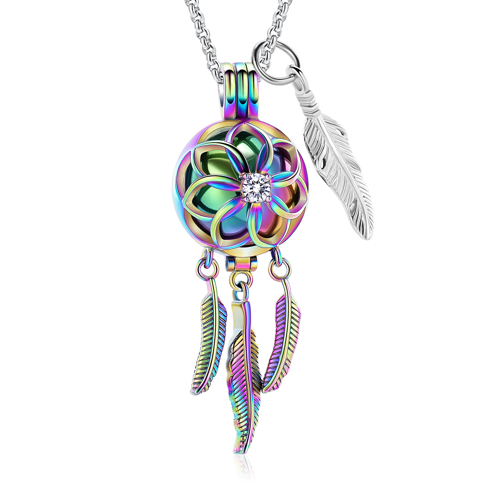 Dream Catcher Urn Necklace for Ashes Flower Feather Urn Pendant Cremation Gifts - Picture 30 of 56