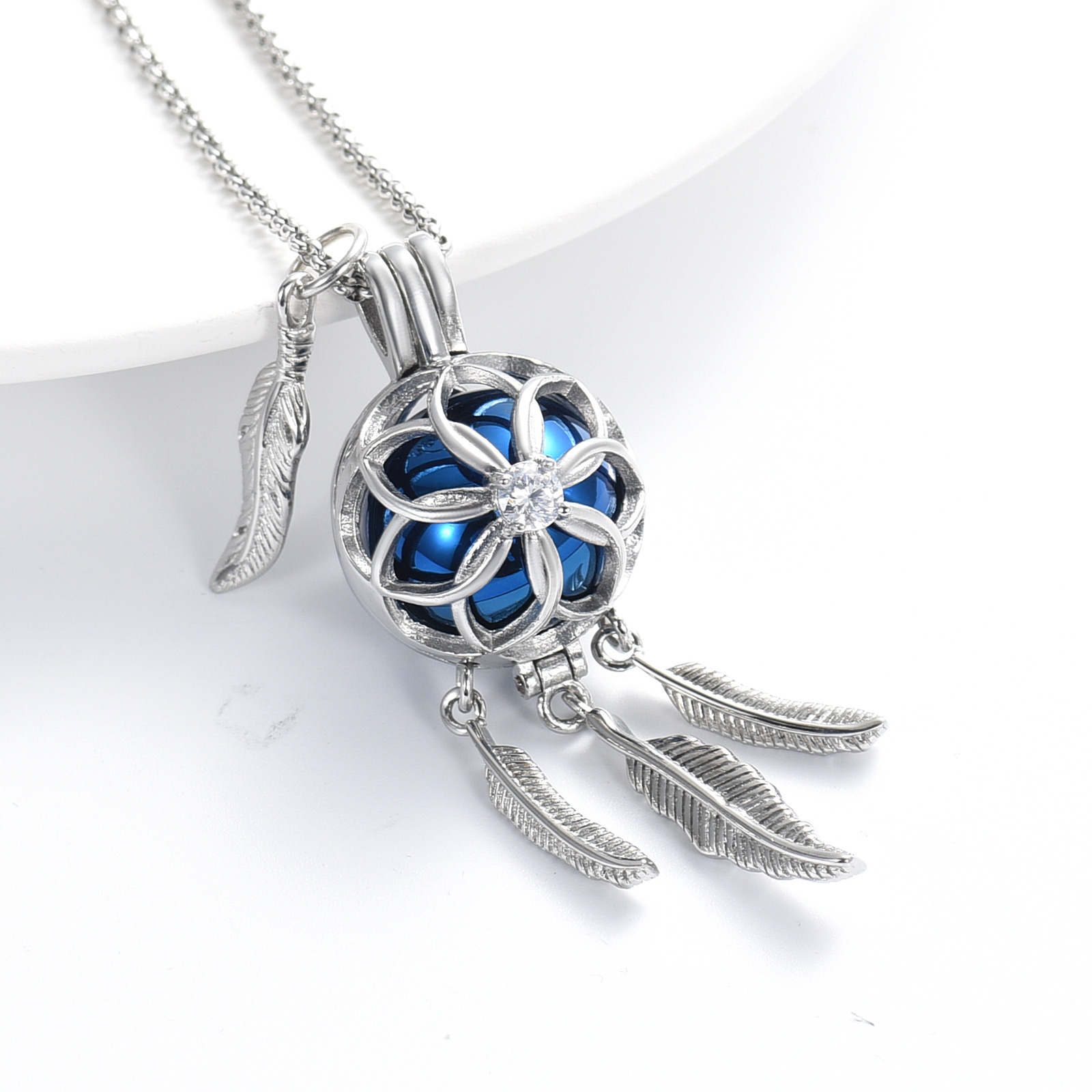 Dream Catcher Urn Necklace for Ashes Flower Feather Urn Pendant Cremation Gifts - Picture 26 of 56