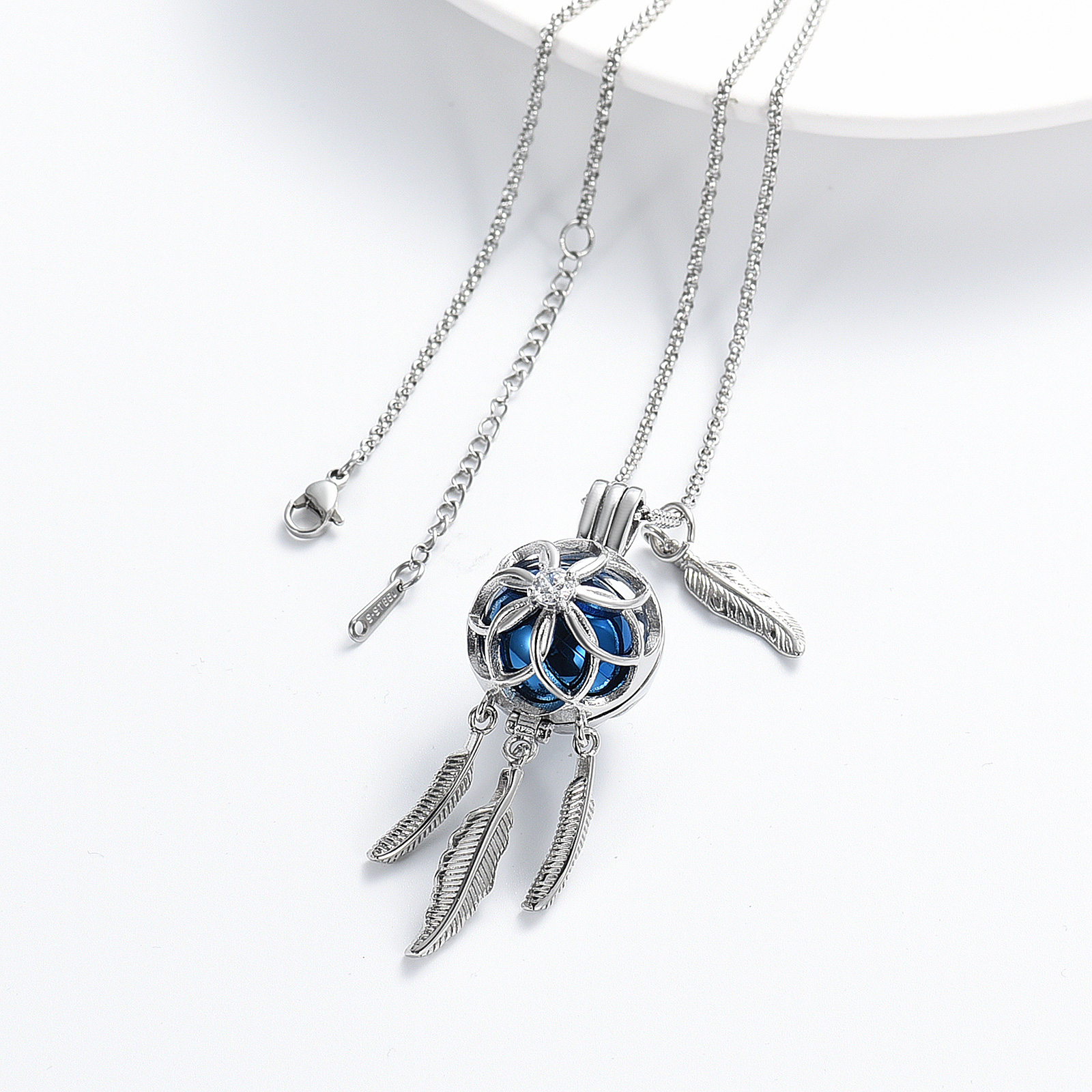 Dream Catcher Urn Necklace for Ashes Flower Feather Urn Pendant Cremation Gifts - Picture 27 of 56