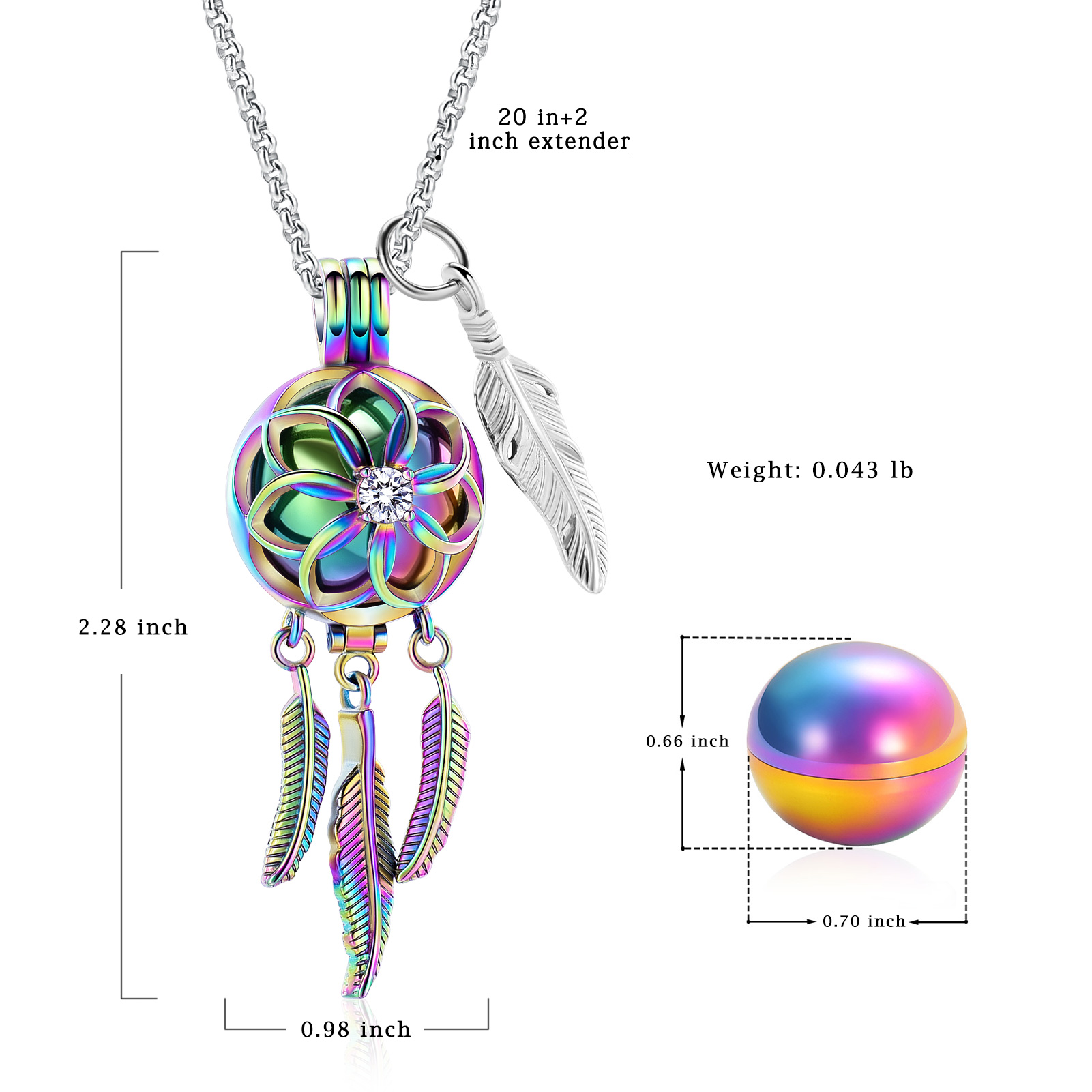 Dream Catcher Urn Necklace for Ashes Flower Feather Urn Pendant Cremation Gifts - Picture 31 of 56