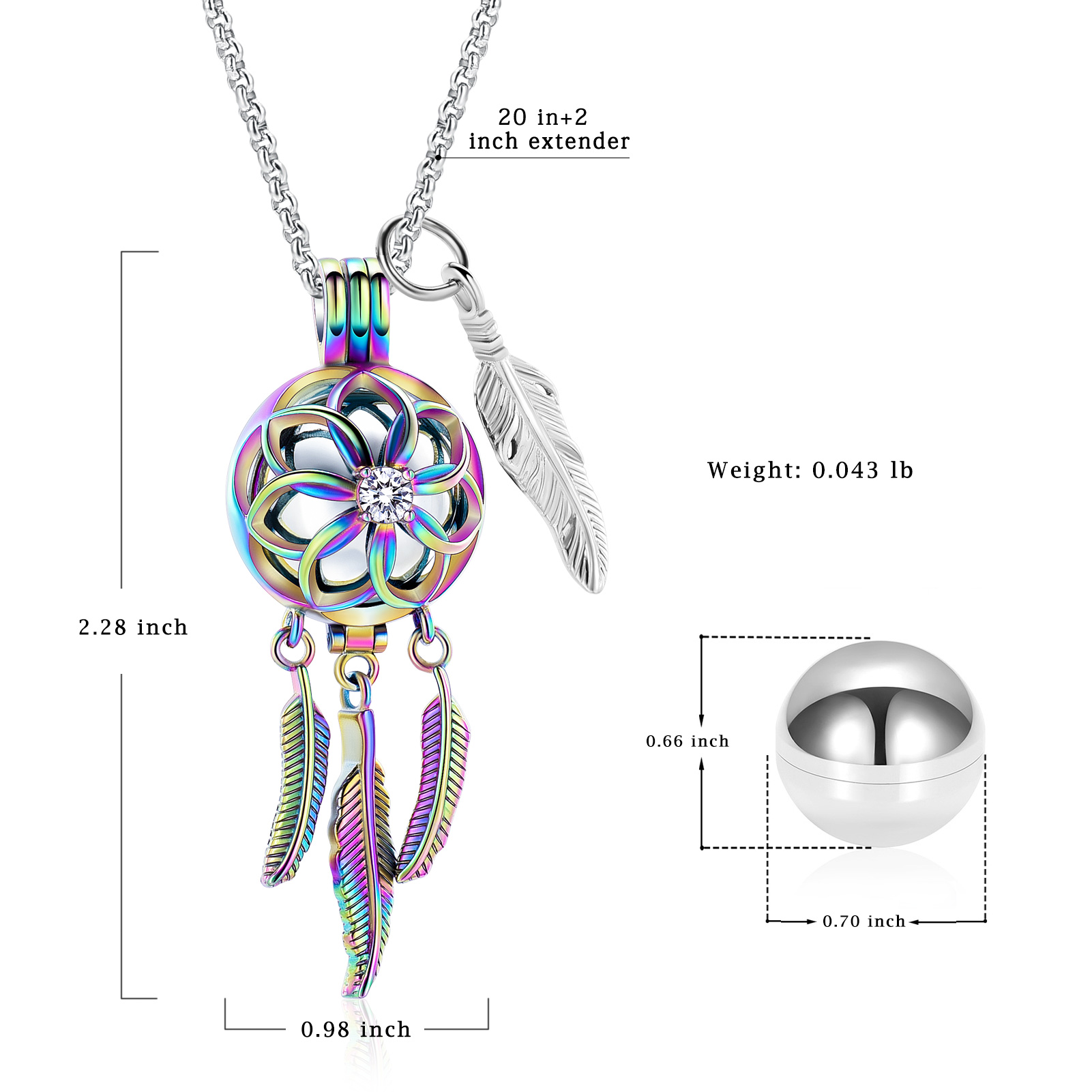 Dream Catcher Urn Necklace for Ashes Flower Feather Urn Pendant Cremation Gifts - Picture 40 of 56