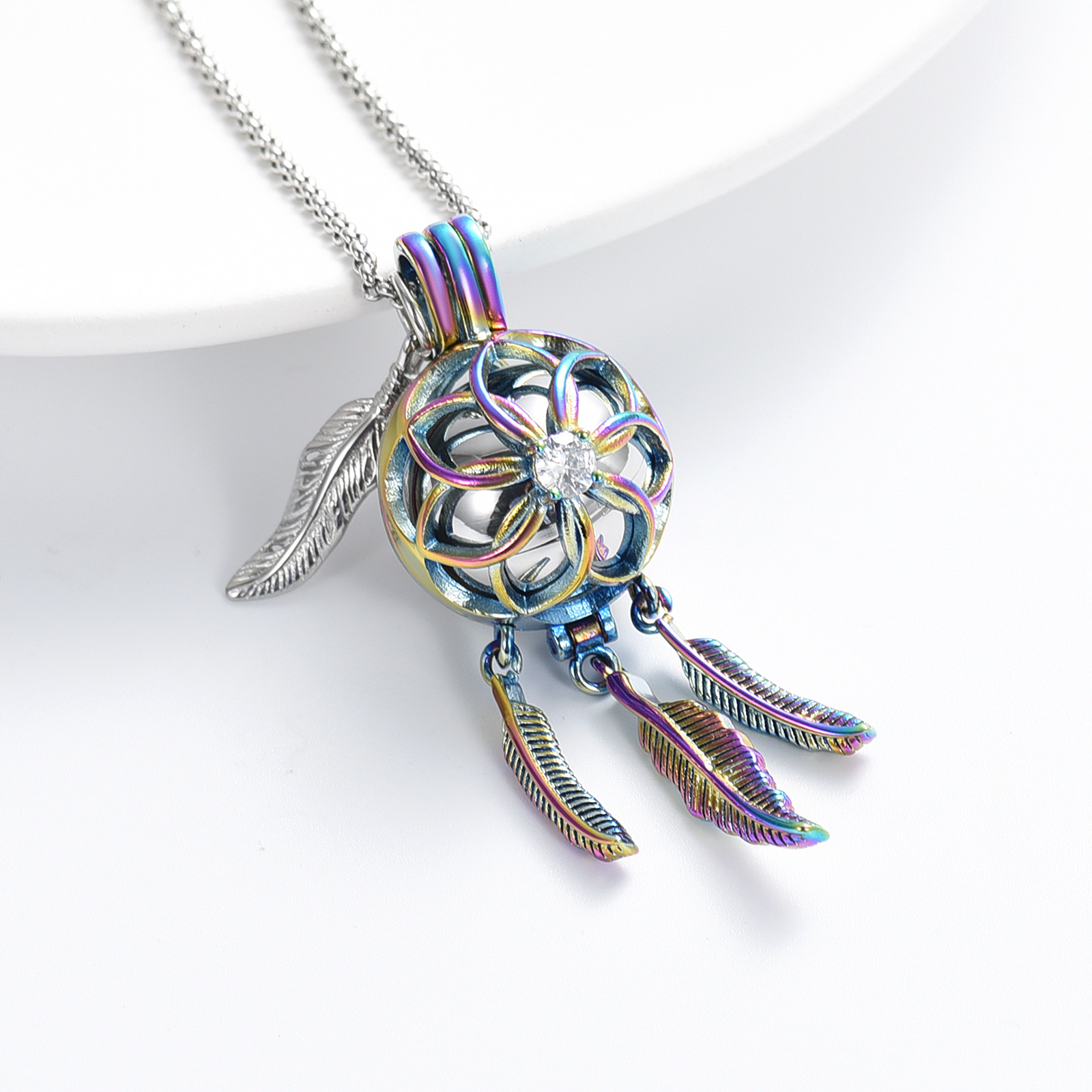Dream Catcher Urn Necklace for Ashes Flower Feather Urn Pendant Cremation Gifts - Picture 45 of 56
