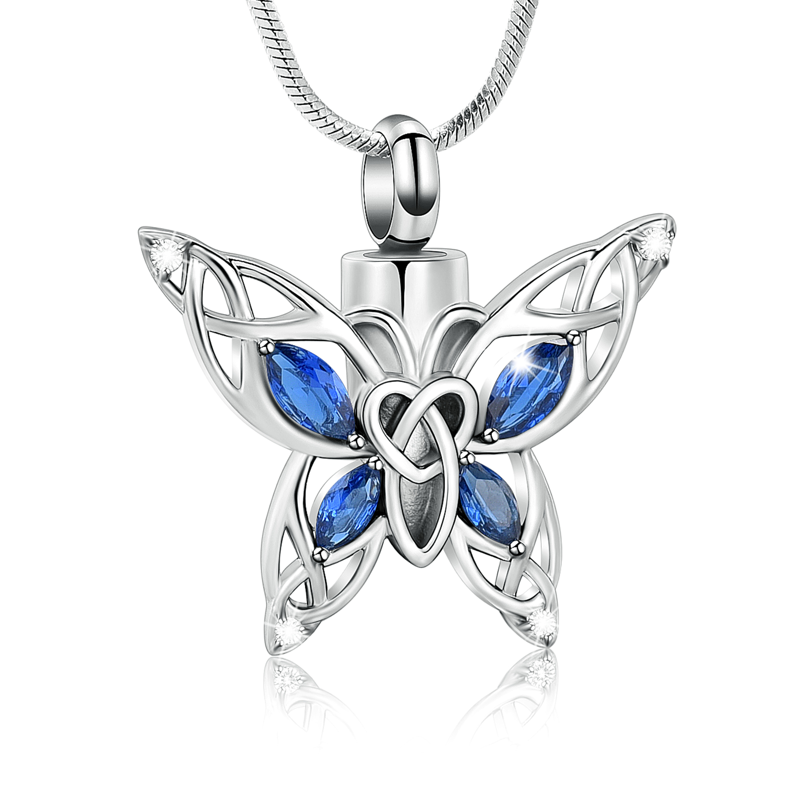 Crystal Butterfly Urn Pendant Necklace for Ashes Holder Memorial Jewelry US Gift - Picture 8 of 31
