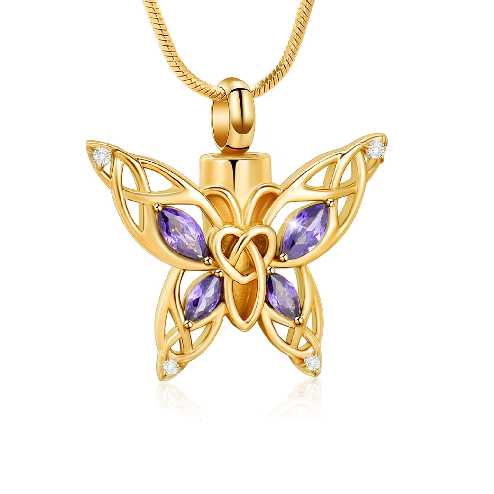 Crystal Butterfly Urn Pendant Necklace for Ashes Holder Memorial Jewelry US Gift - Picture 20 of 31