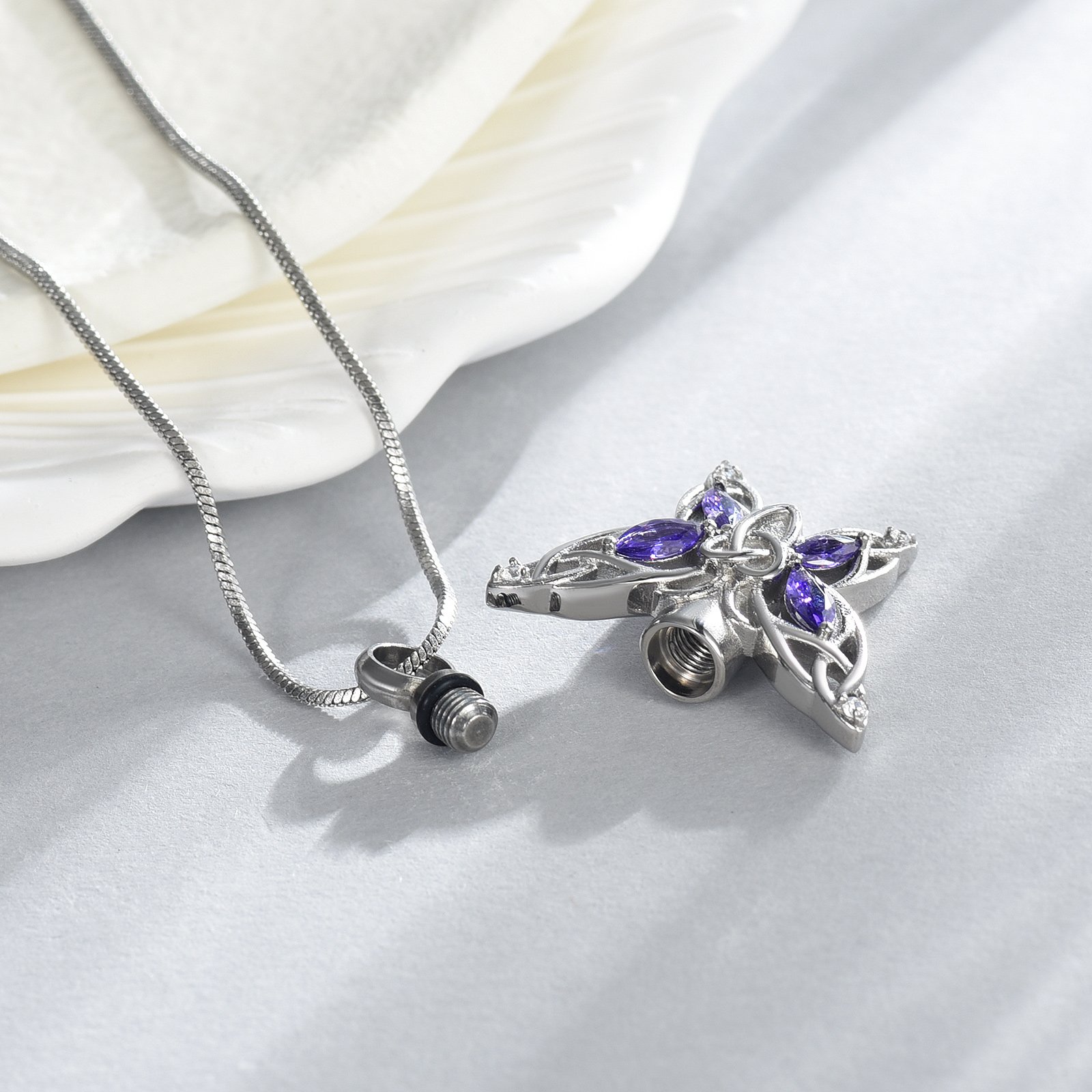 Butterfly Urn Necklace Cremation Jewelry for Ashes Crystal Memorial Urn Pendant - Picture 15 of 27