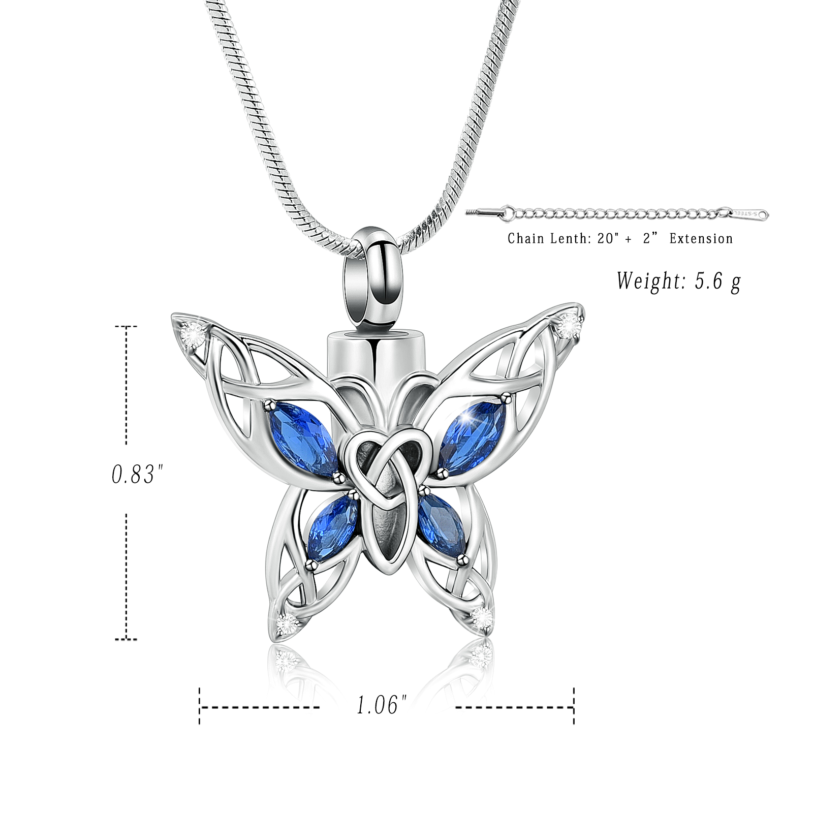 Butterfly Urn Necklace Cremation Jewelry for Ashes Crystal Memorial Urn Pendant - Picture 18 of 27