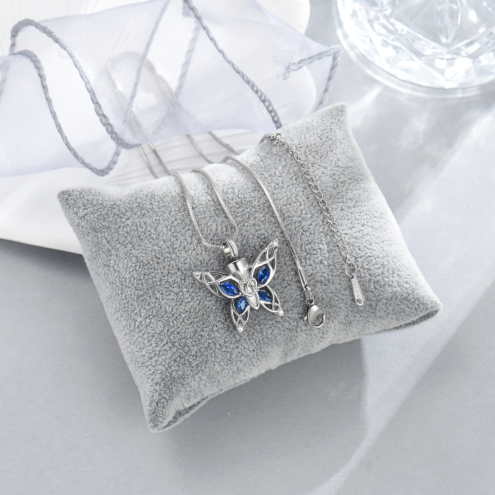 Butterfly Urn Necklace Cremation Jewelry for Ashes Crystal Memorial Urn Pendant - Picture 20 of 27