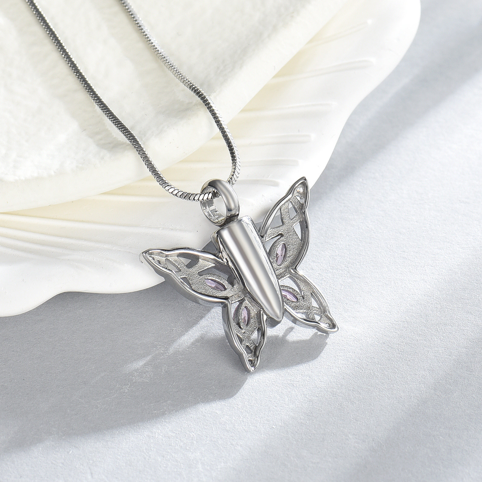 Butterfly Urn Necklace Cremation Jewelry for Ashes Crystal Memorial Urn Pendant - Picture 22 of 27