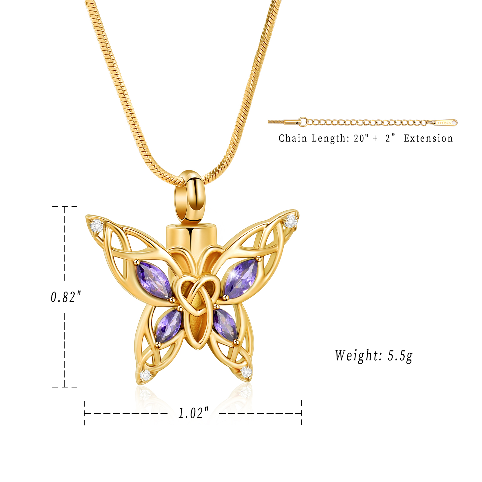 Butterfly Urn Necklace Cremation Jewelry for Ashes Crystal Memorial Urn Pendant - Picture 24 of 27