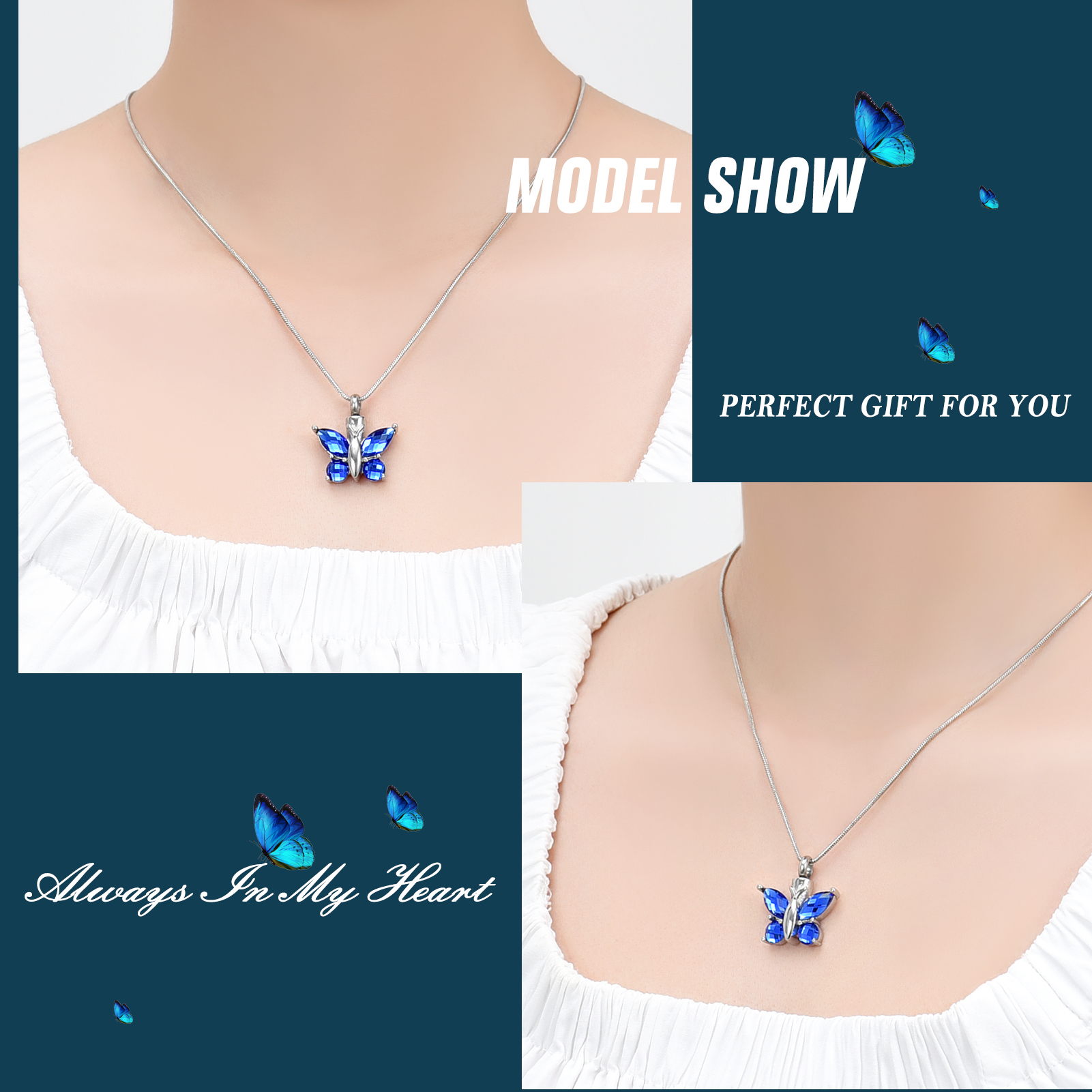 Butterfly Cremation Necklace for Ashes-Urn Neckalce for Women Cremation Jewelry - Picture 15 of 53
