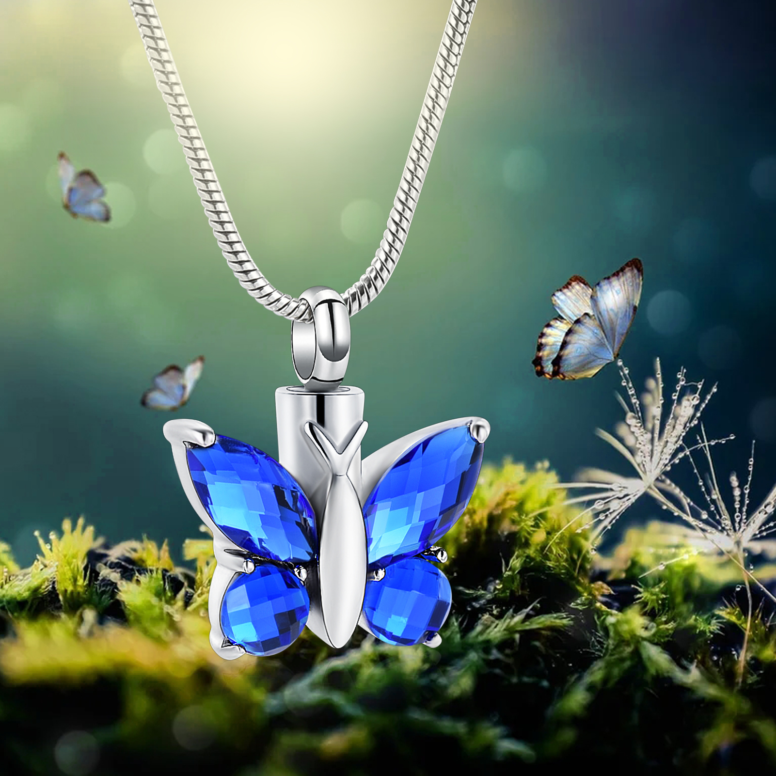 Butterfly Cremation Necklace for Ashes-Urn Neckalce for Women Cremation Jewelry - Picture 18 of 53