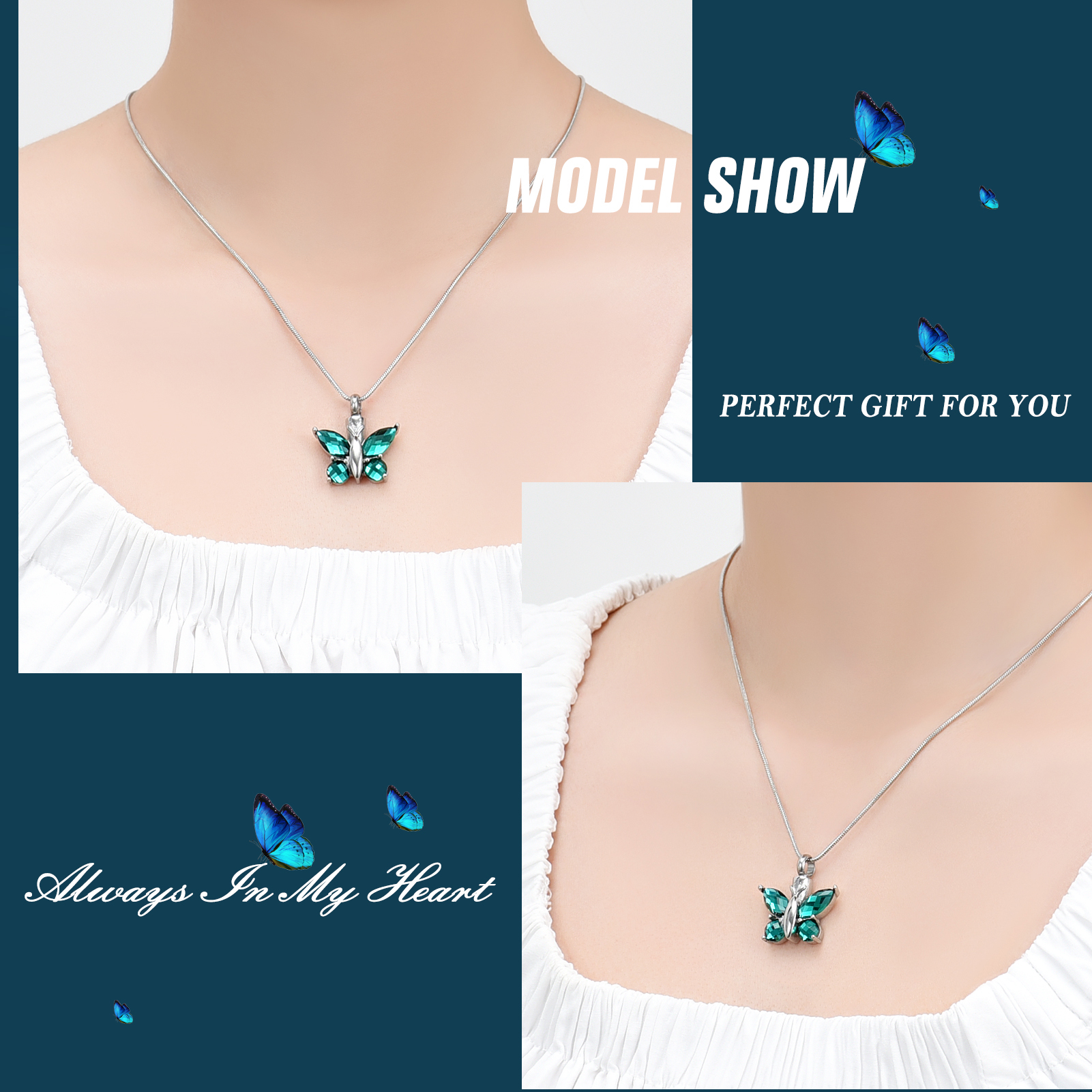 Butterfly Cremation Necklace for Ashes-Urn Neckalce for Women Cremation Jewelry - Picture 25 of 53