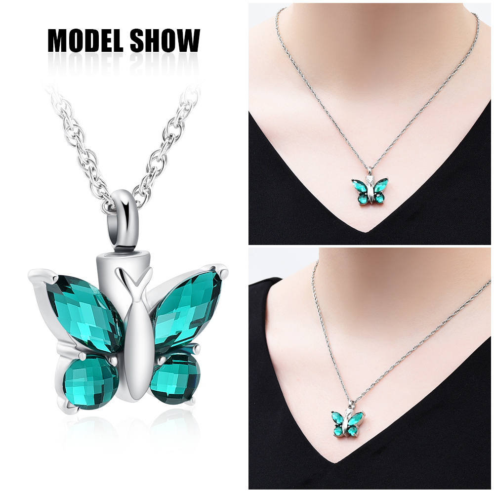Butterfly Cremation Necklace for Ashes-Urn Neckalce for Women Cremation Jewelry - Picture 26 of 53