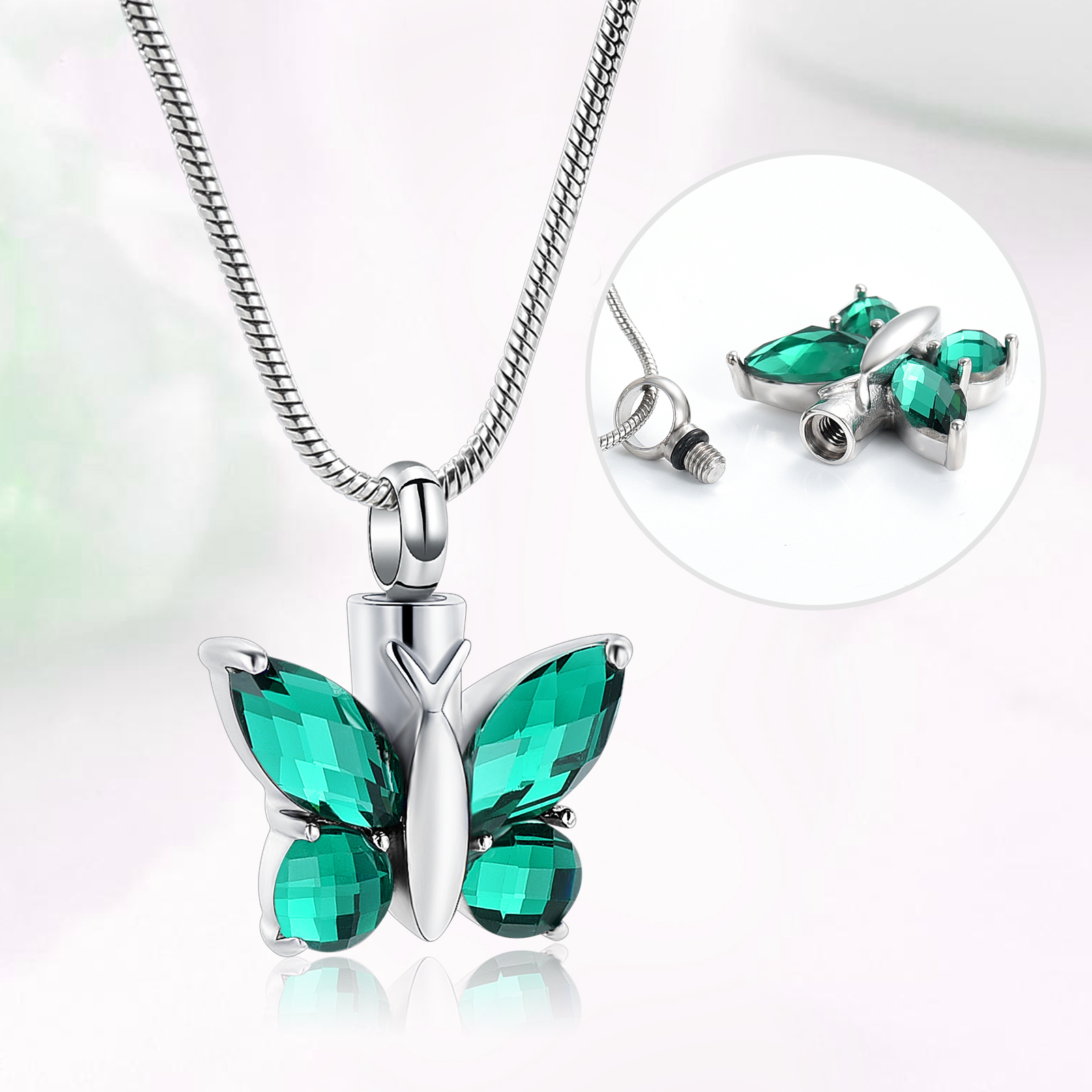 Butterfly Cremation Necklace for Ashes-Urn Neckalce for Women Cremation Jewelry - Picture 27 of 53