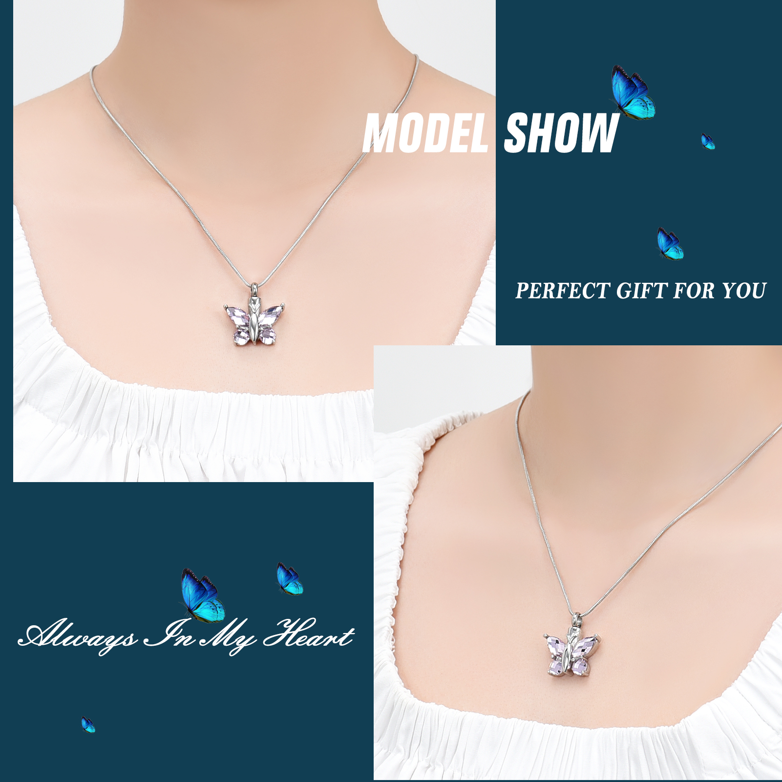 Butterfly Cremation Necklace for Ashes-Urn Neckalce for Women Cremation Jewelry - Picture 35 of 53