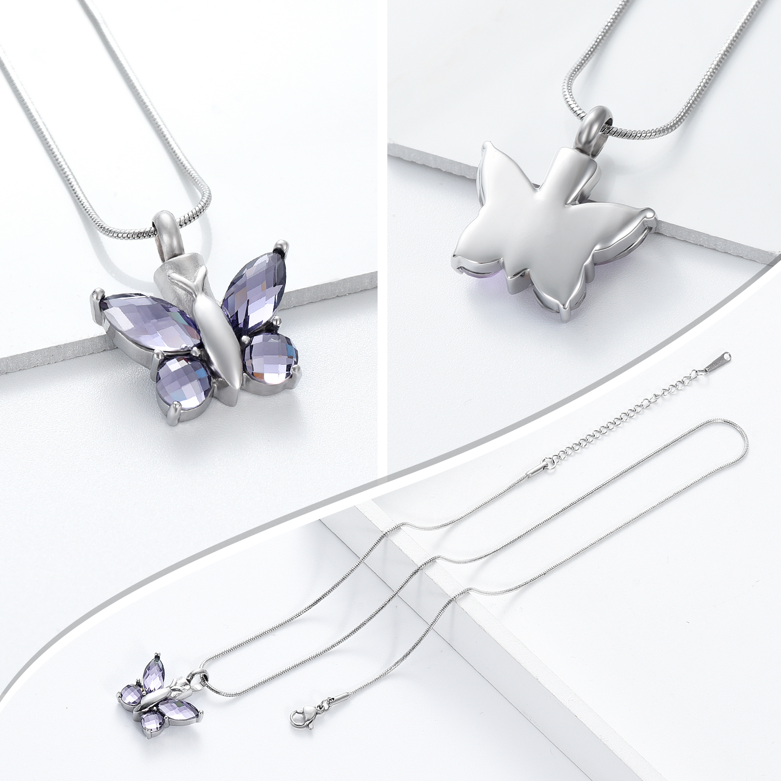 Butterfly Cremation Necklace for Ashes-Urn Neckalce for Women Cremation Jewelry - Picture 37 of 53