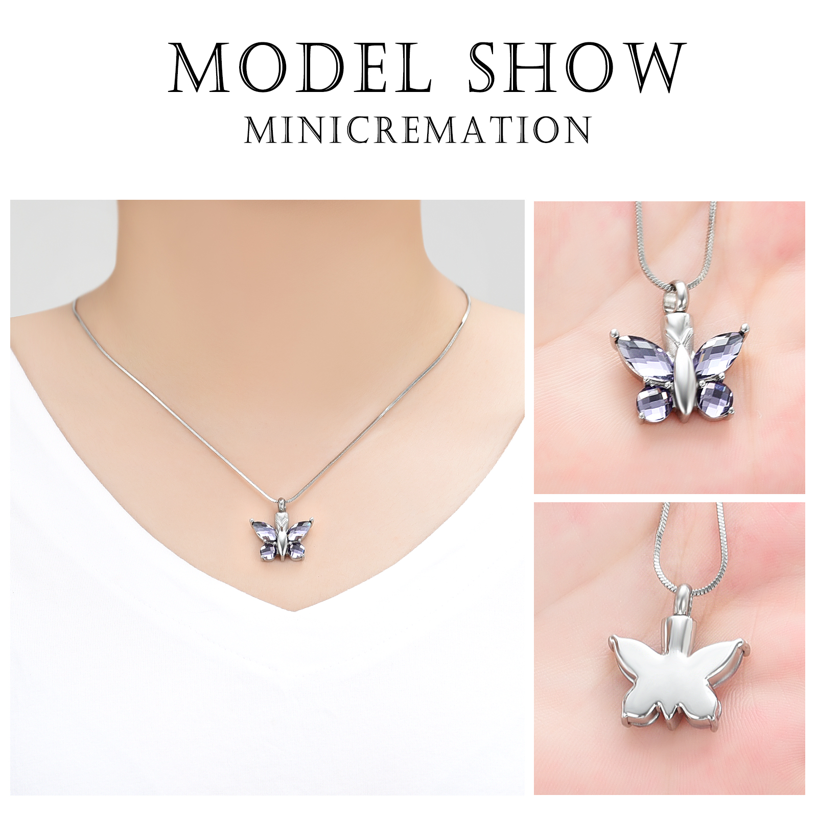 Butterfly Cremation Necklace for Ashes-Urn Neckalce for Women Cremation Jewelry - Picture 36 of 53