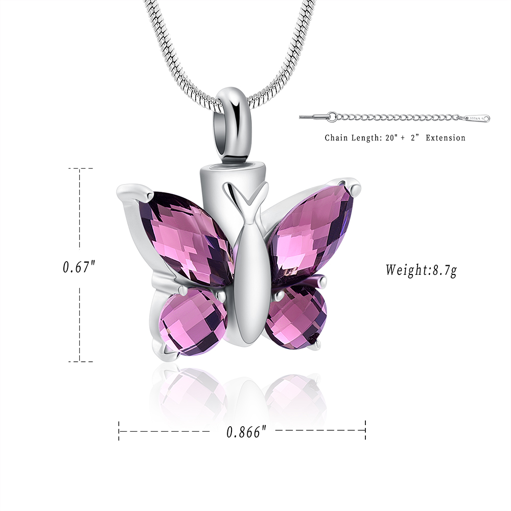Butterfly Cremation Necklace for Ashes-Urn Neckalce for Women Cremation Jewelry - Picture 41 of 53