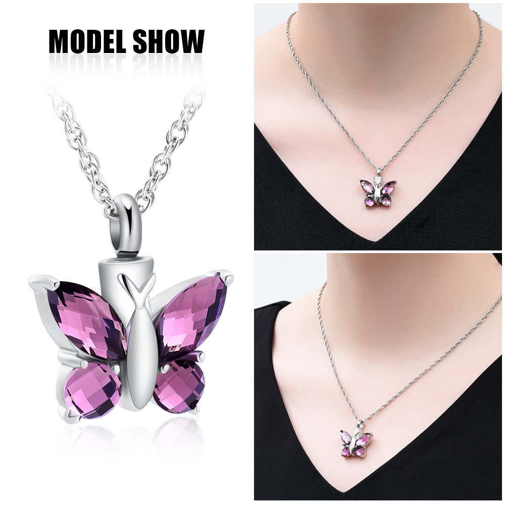 Butterfly Cremation Necklace for Ashes-Urn Neckalce for Women Cremation Jewelry - Picture 42 of 53