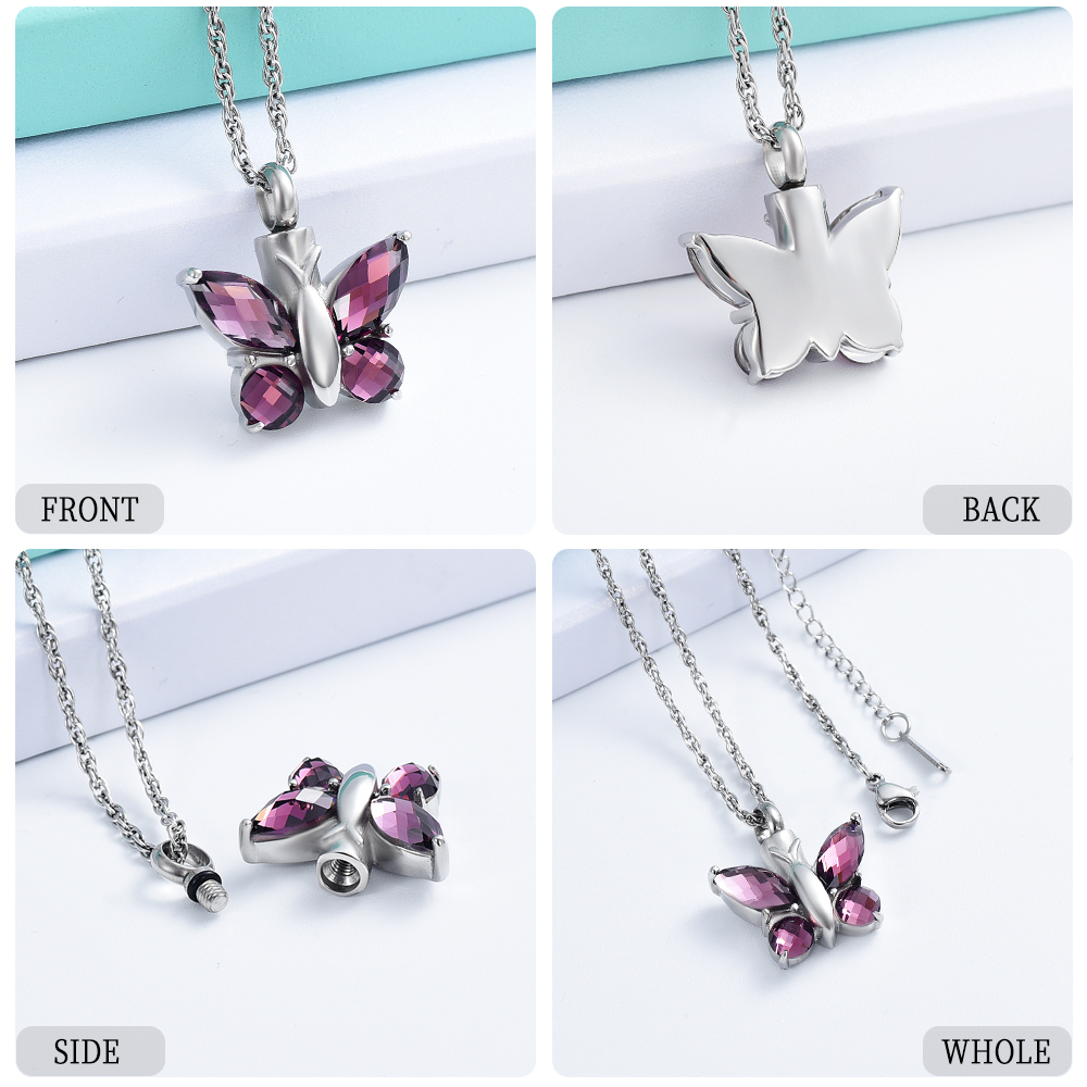 Butterfly Cremation Necklace for Ashes-Urn Neckalce for Women Cremation Jewelry - Picture 44 of 53