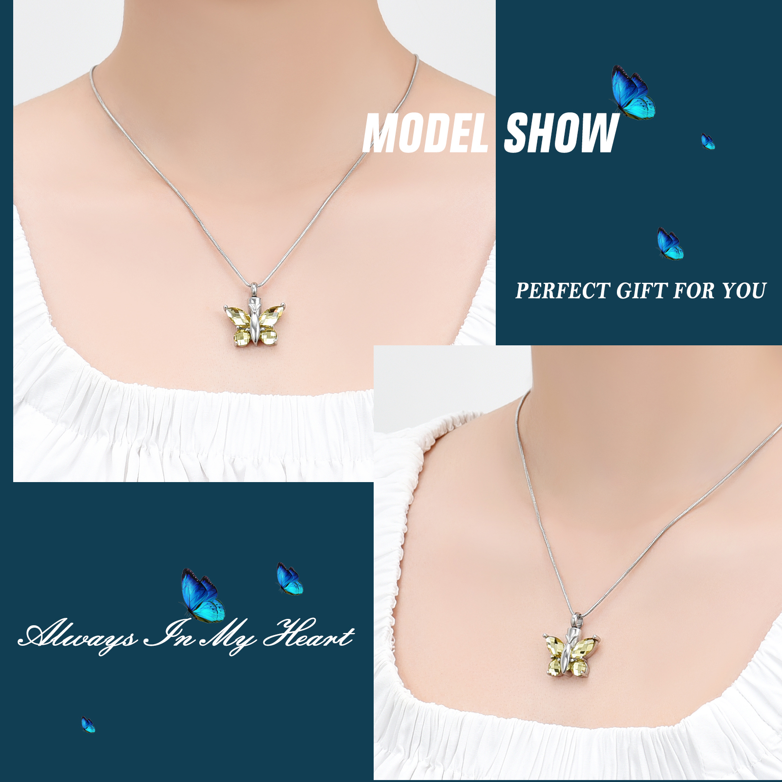Butterfly Cremation Necklace for Ashes-Urn Neckalce for Women Cremation Jewelry - Picture 48 of 53