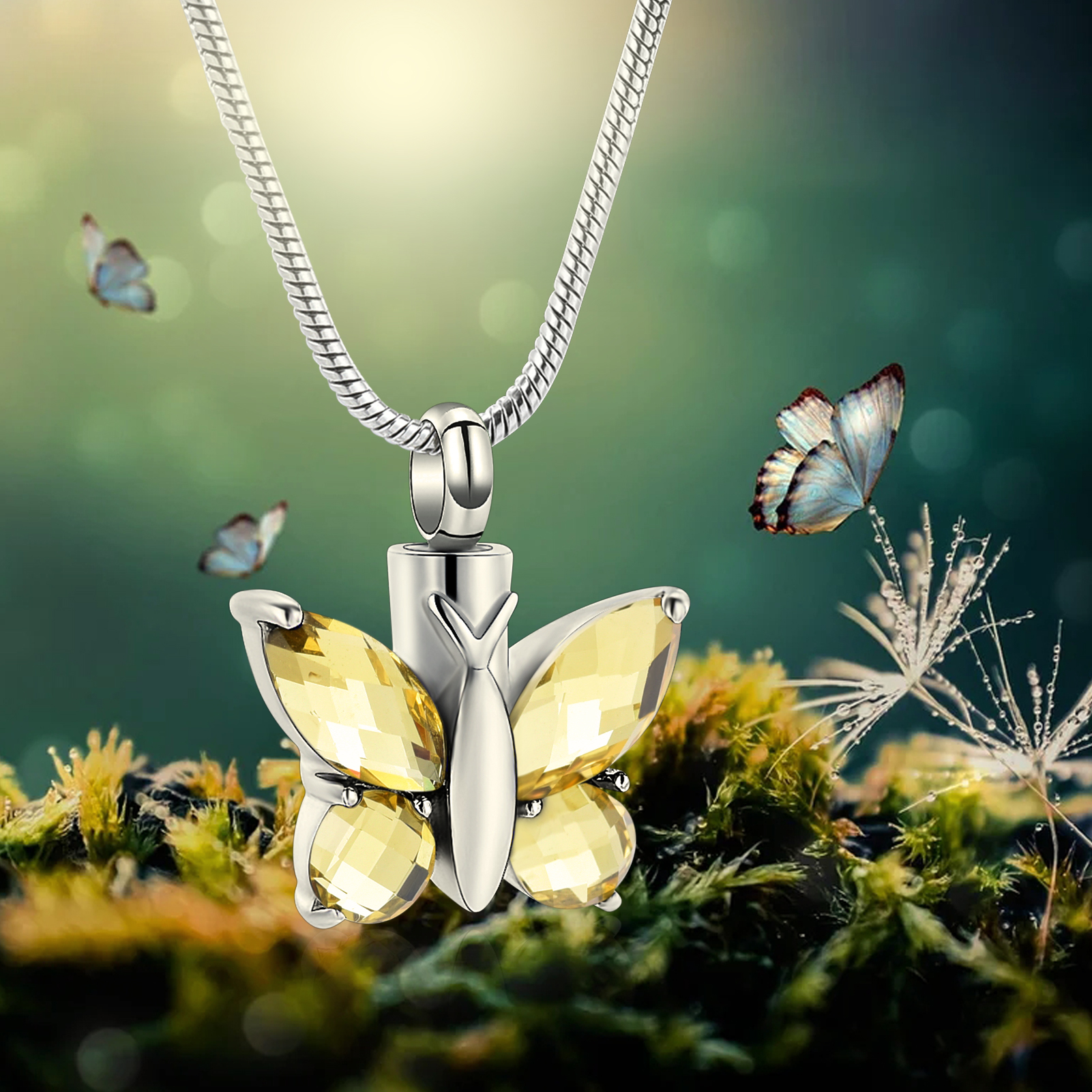 Butterfly Cremation Necklace for Ashes-Urn Neckalce for Women Cremation Jewelry - Picture 50 of 53