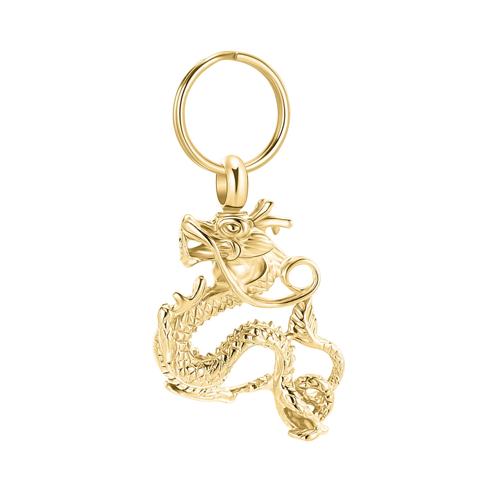 Stainless Steel Auspicious Chinese Dragon Memorial Urn Keyring for Ashe Keychain