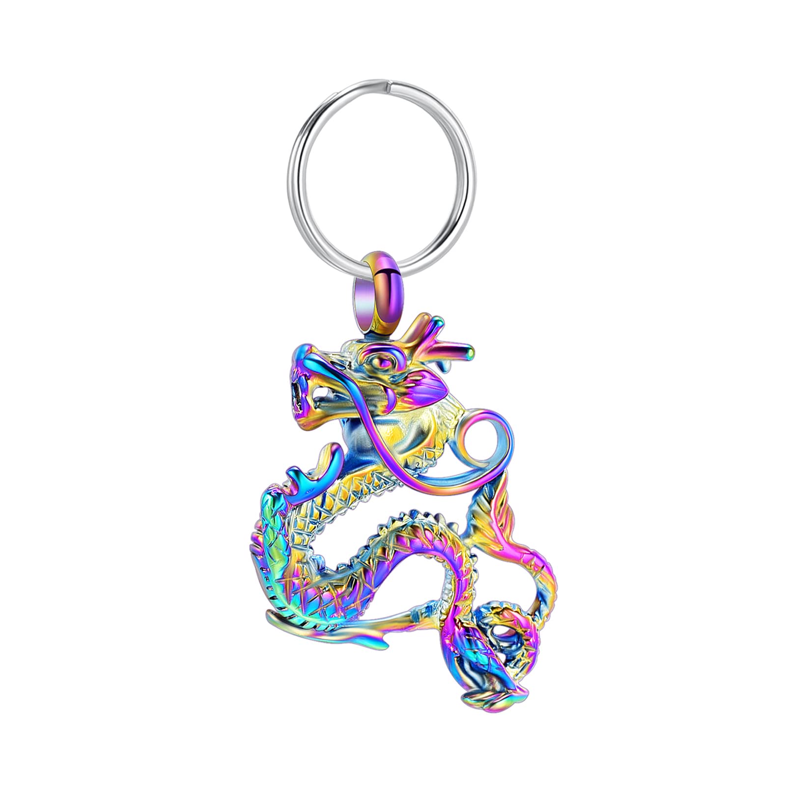 Stainless Steel Auspicious Chinese Dragon Memorial Urn Keyring for Ashe Keychain